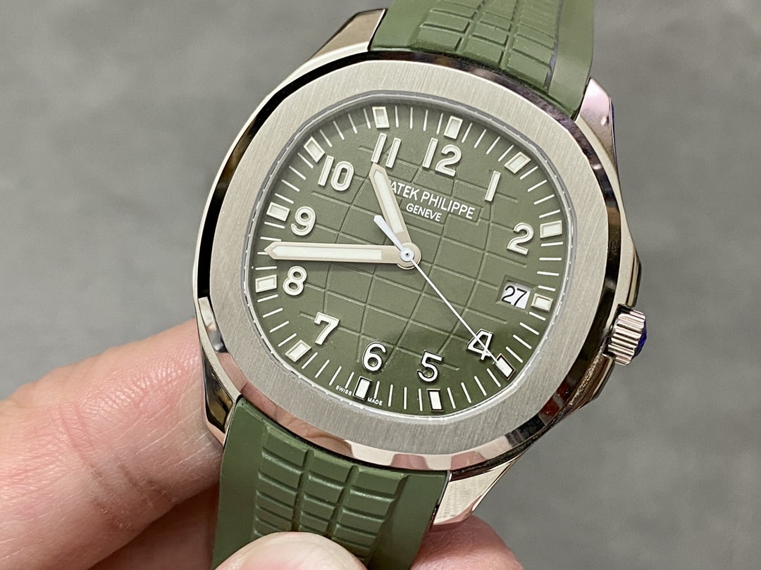 Fake Patek Philippe Replica Watch Aquanaut Jumbo White Gold Khaki Green Dial 5168G-010 3KF(1:1 replica) - Top club