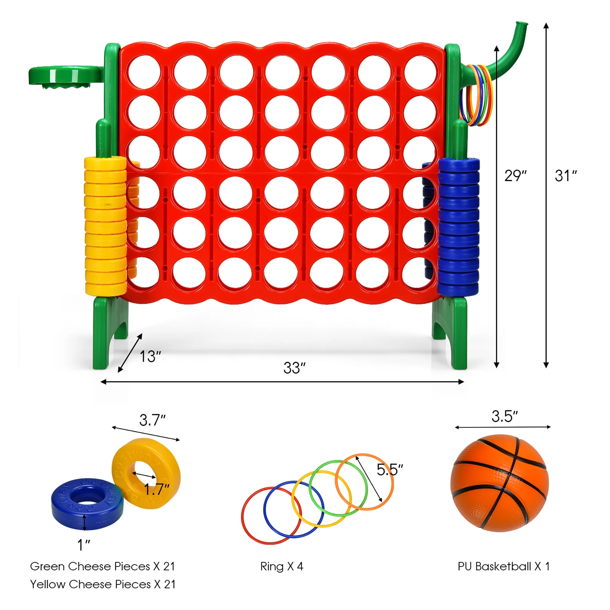 Costway Giant 4 in A Row Jumbo 4-to-Score Game Set W/Storage Carrying Bag for Kids Adult - Image 12