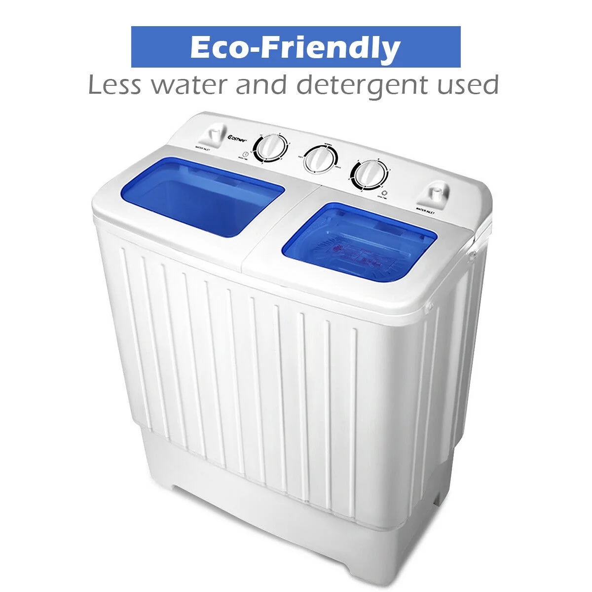 Costway 17.6 lb Portable Mini Compact Twin Tub Washing Machine Washer Spin Dryer - Image 8