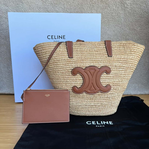 CELINE Plant Material Cow Leather Medium Soft Classic Basket Bag