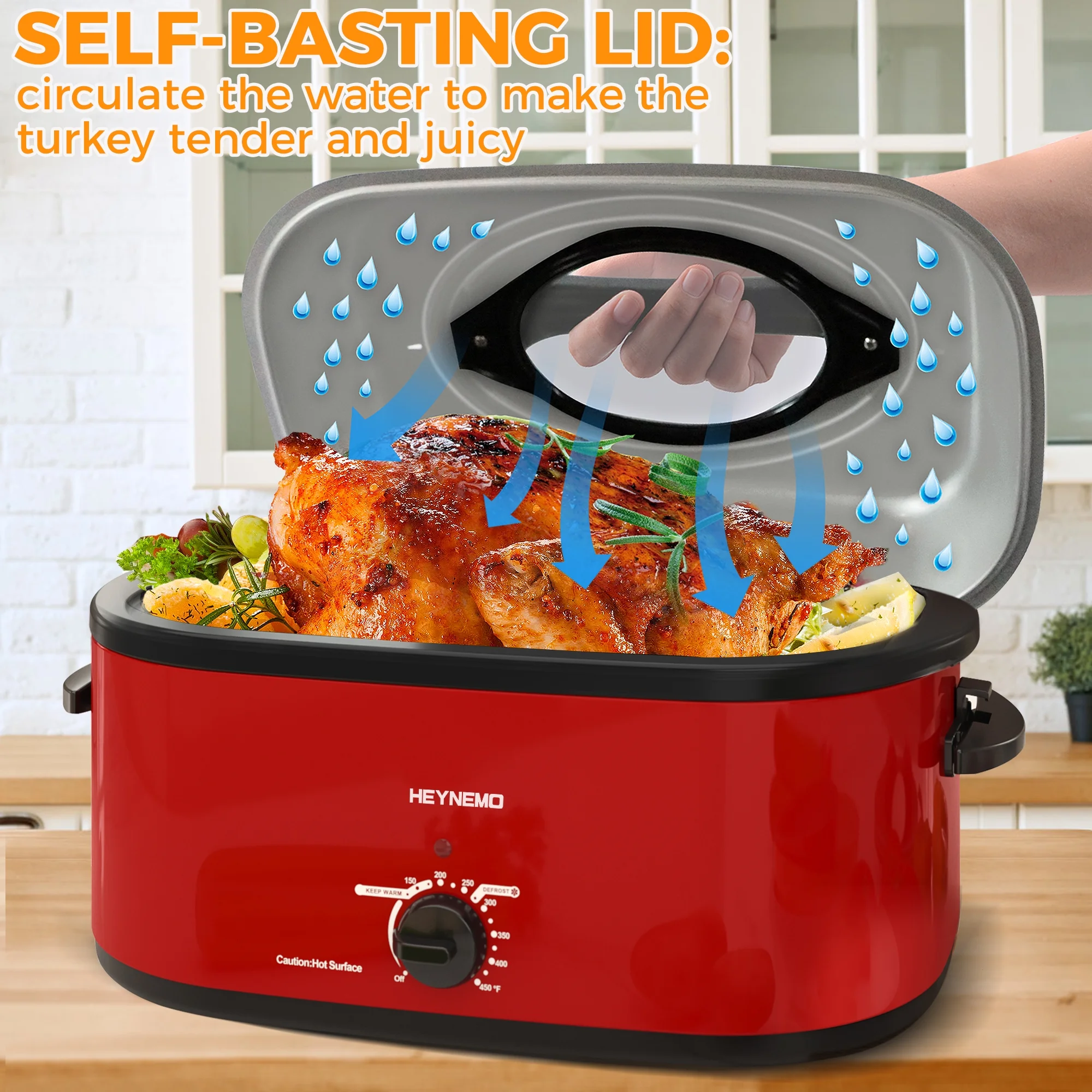 Superjoe 26QT Electric Roaster Oven, Stainless Steel, Self-Basting Lid Removable Insert Pot, Black - Image 22