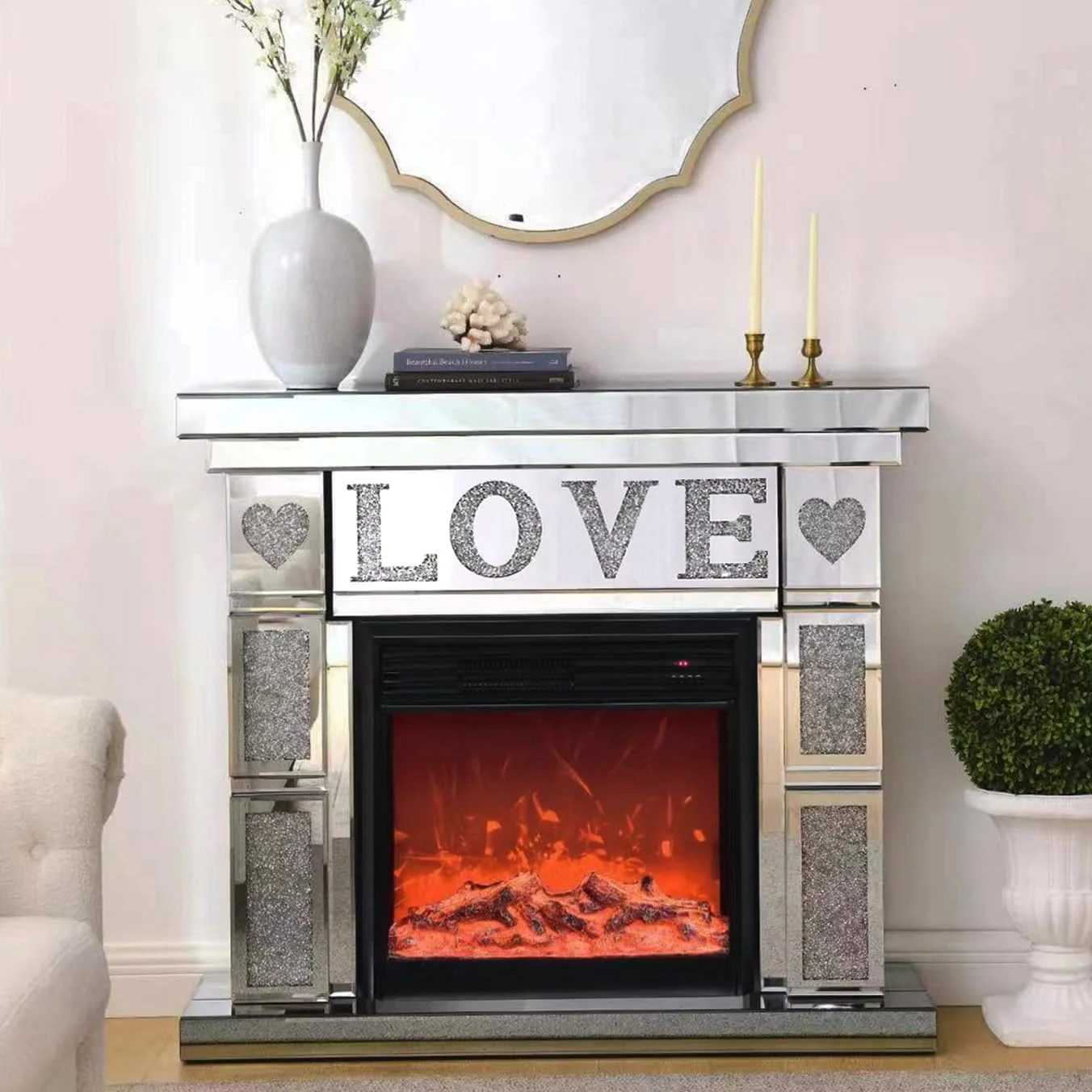IKIFLY 47.24L x 41.33 H Mirrored Electric Fireplace - Image 13