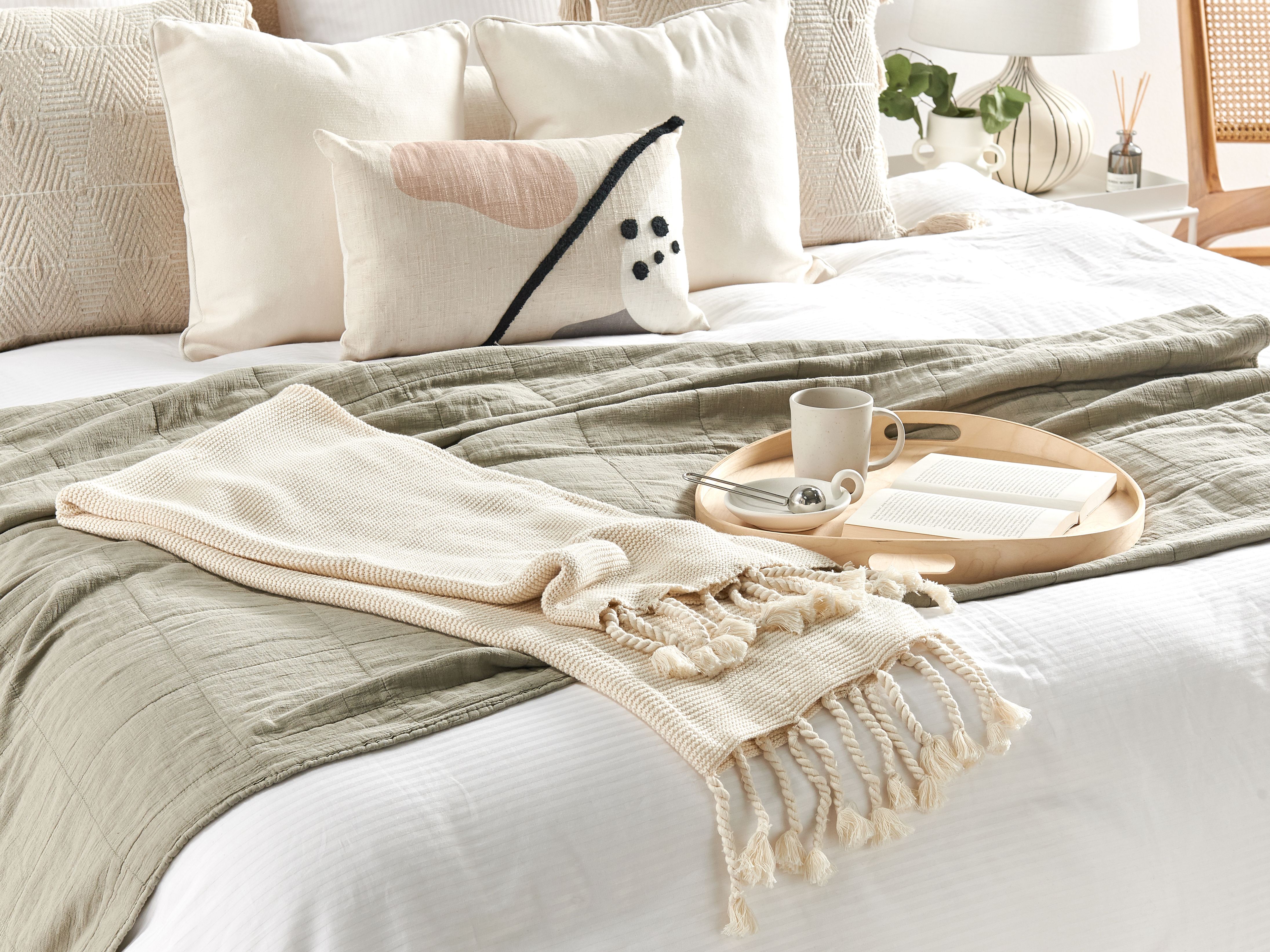 Blanket NAZILLI Cotton 125 x 150 cm Beige