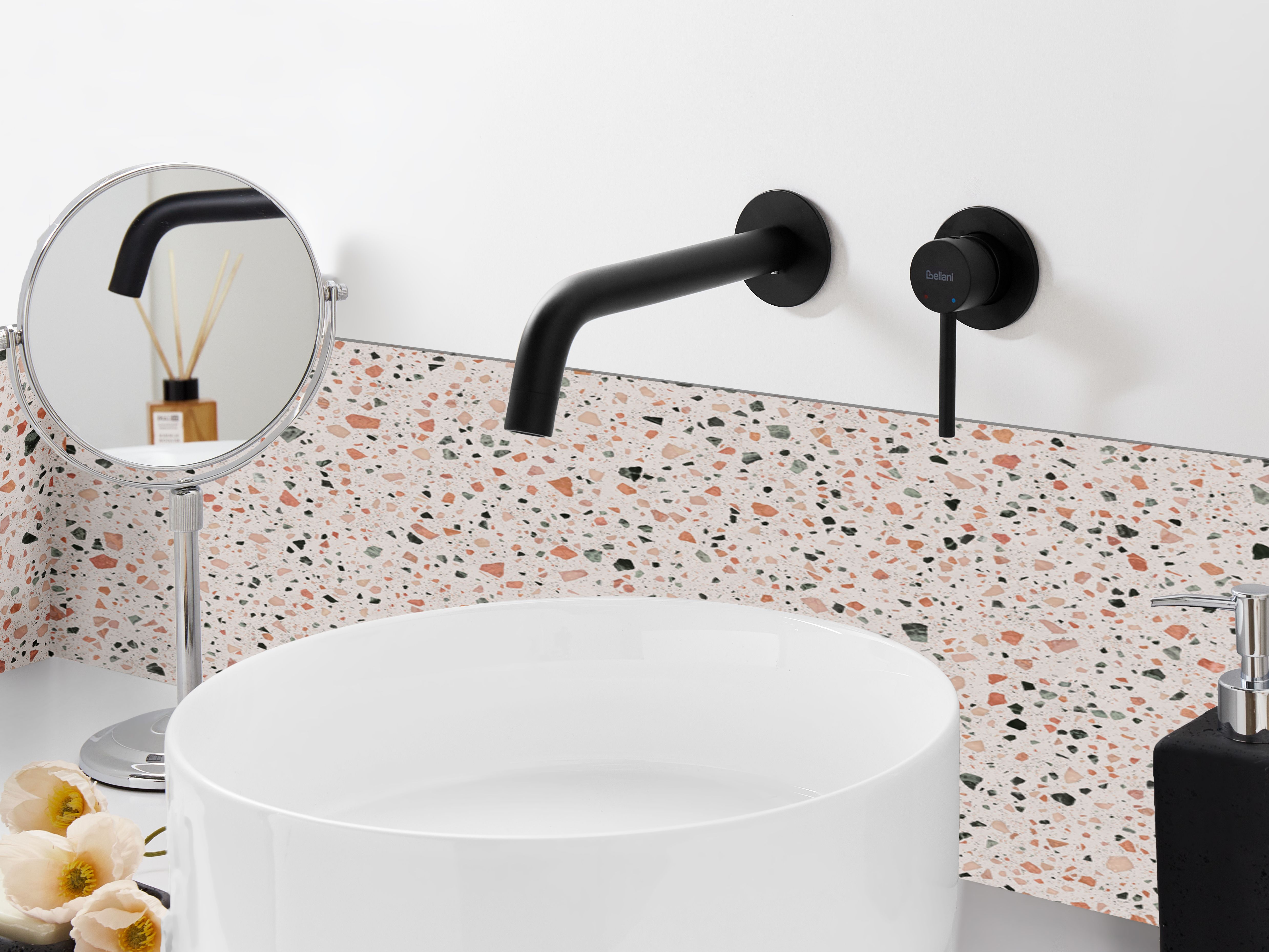 Wall Mounted Basin Mixer Tap TRAFUL Brass Black