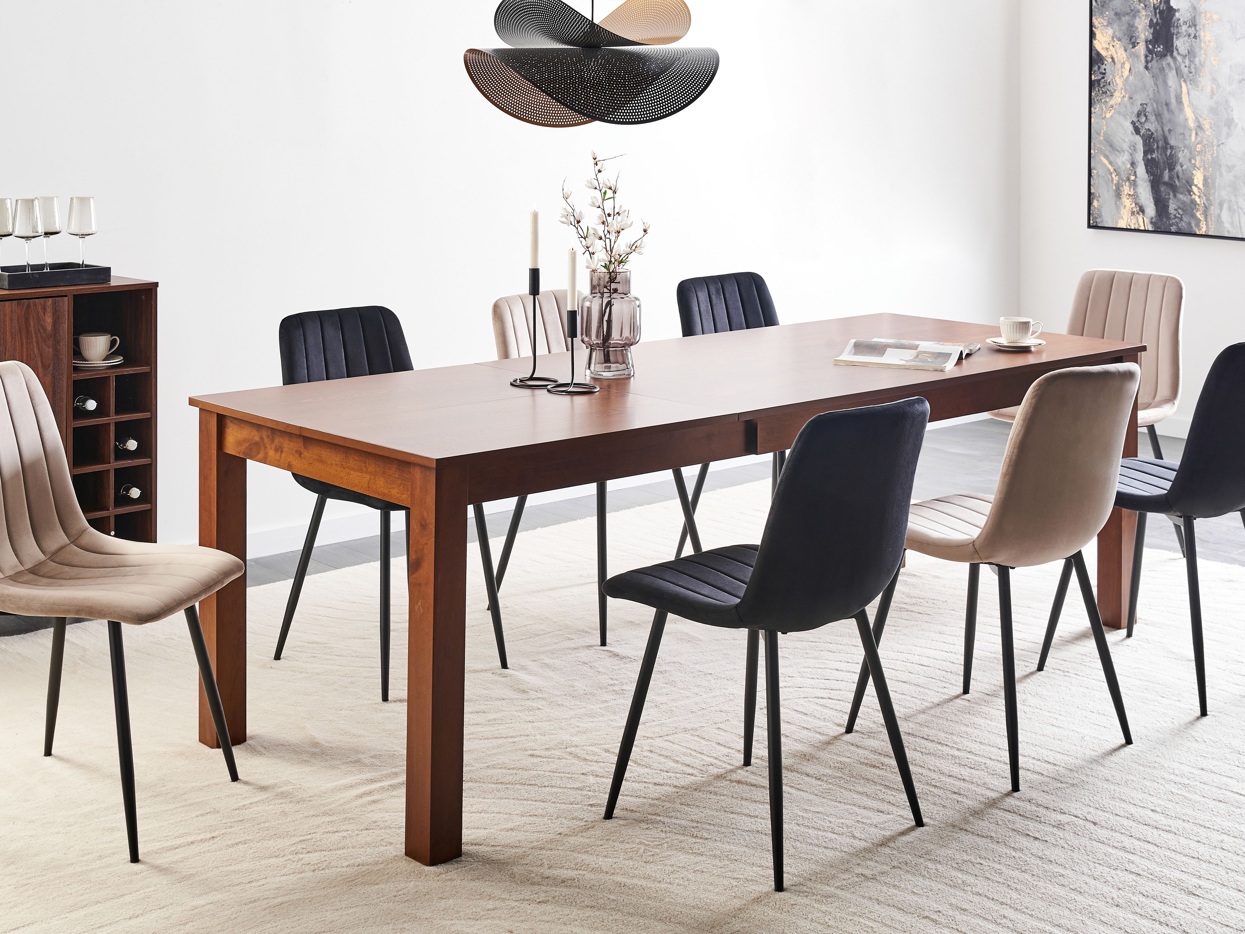 Extending Dining Table MADURA Dark Ash Wood 160/240 cm 90 cm