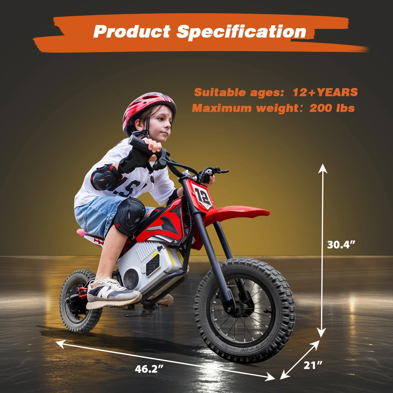 Kerry Yoo C11 36V Electric Dirt Bike for Kids 8-14, 350W Ride on Motorcycle, Electric Motorbike Teens,16 mph, High/Low Speeds-Red - Image 10