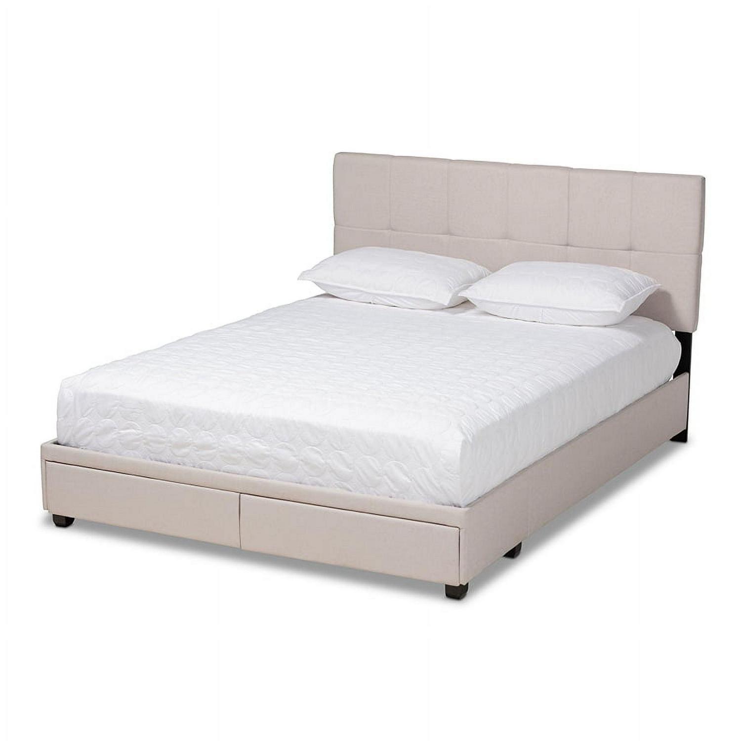 Baxton Studio Netti Beige Fabric Upholstered 2-Drawer King Size Platform Storage Bed
