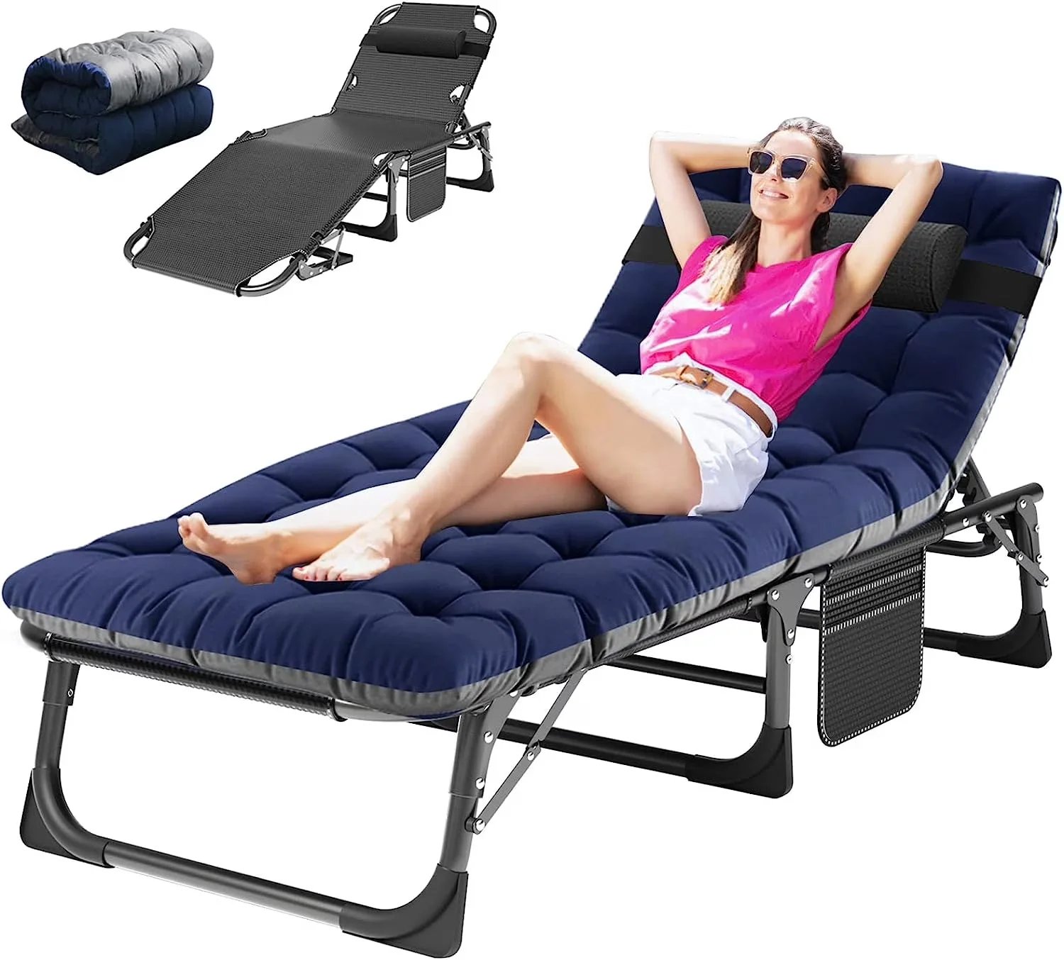 Slsy 5-Position Adjustable Folding Lounge Chair And Cot - 75.2" x 25.6" x 11.8" - Image 17 Slsy 5-Position Adjustable Folding Lounge Chair And Cot - 75.2" x 25.6" x 11.8" - Image 17