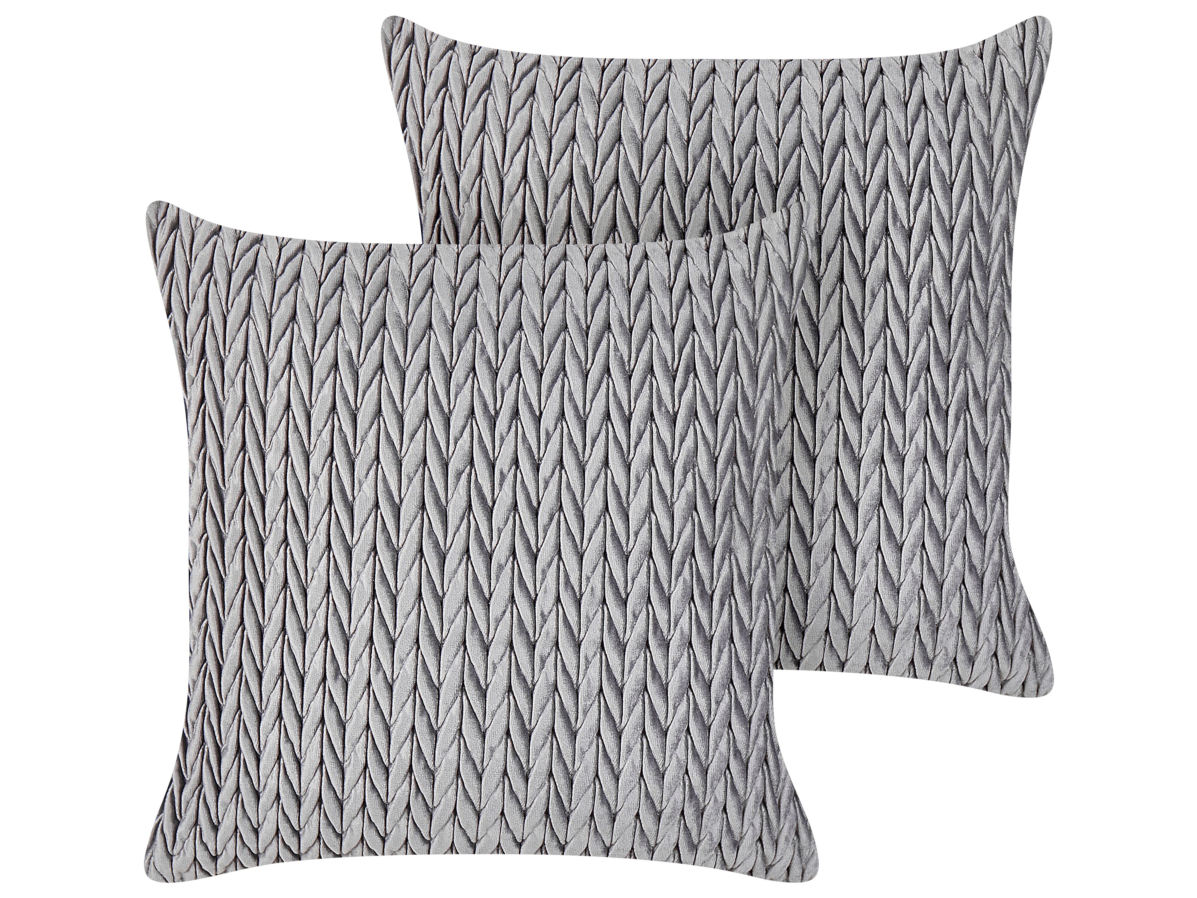 Set of 2 Decorative Cushions ECLIPTA 45 x 45 cm Grey Solid