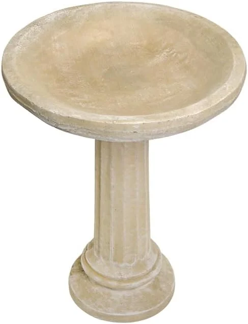 Solid Rock Stoneworks 2 Piece Collanade Birdbath - 26" Tall - Desert Sand Color - Image 2