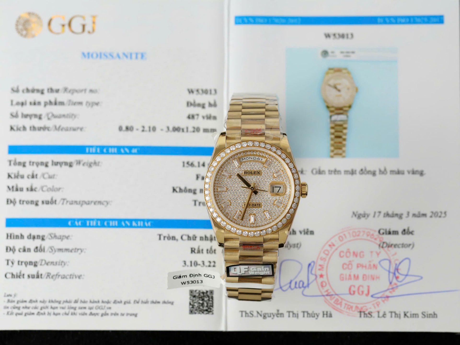 Rolex Day-Date Best Copies Watch 18K Gold Wrapped + Moissanite Diamonds Weight 159Gram QF 36mm - Elite Watch Atelier