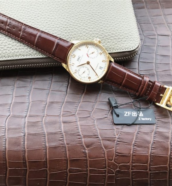 Replica IWC ZF Portuguese IW500101 YG White Dial Leather Strap A52010 - Top club