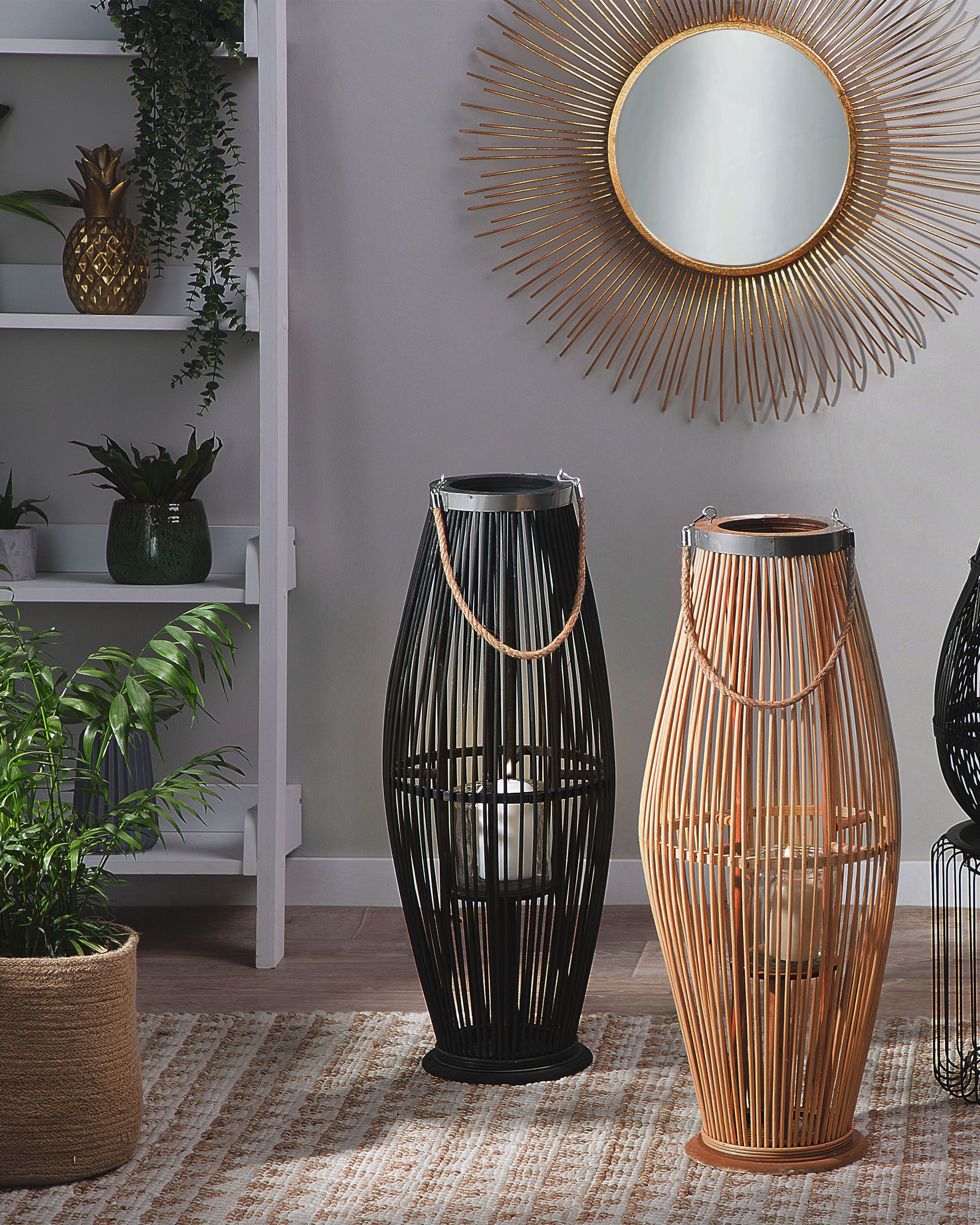 Lantern TAHITI Bamboo 72 cm Black