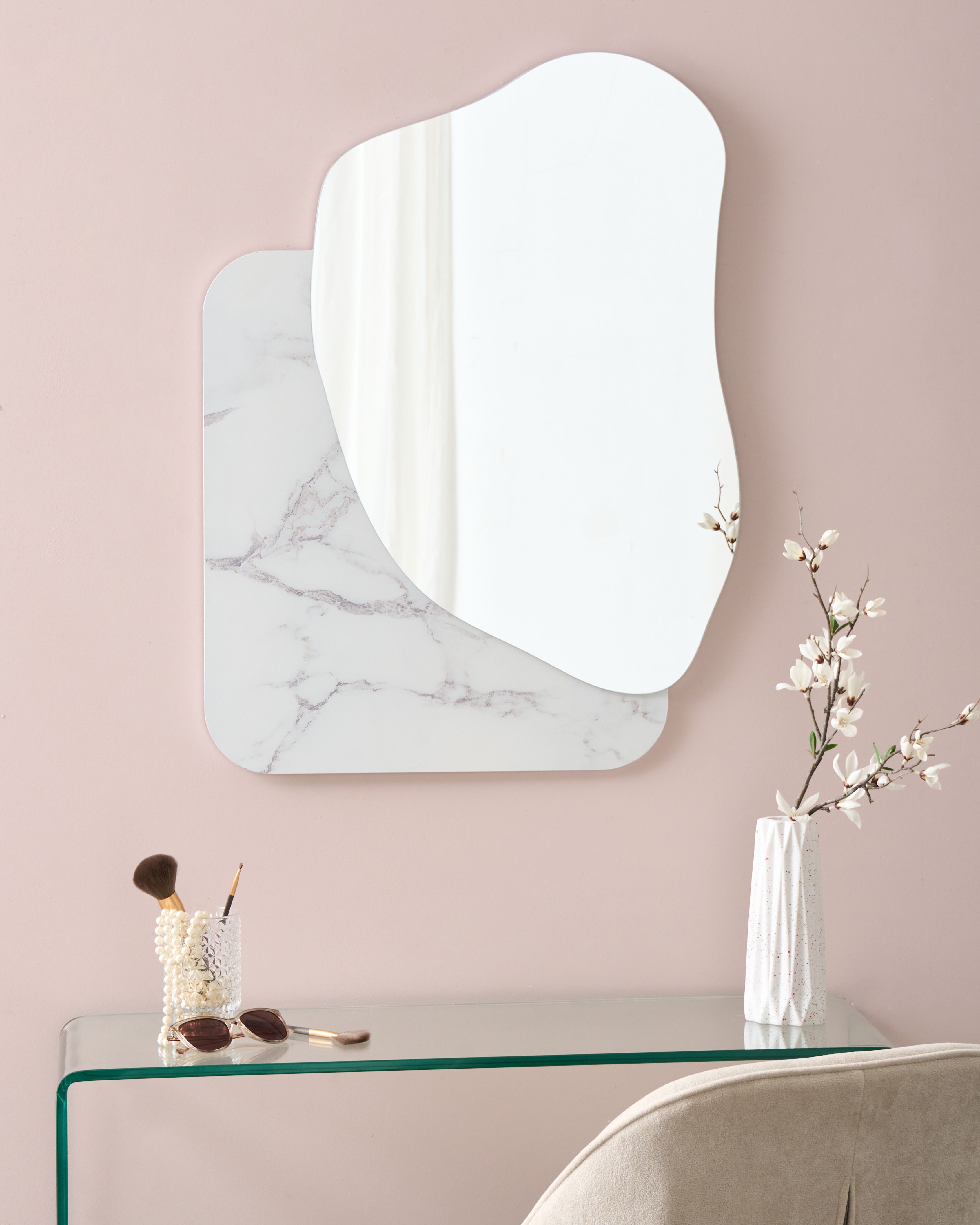 Wall Mirror ARVERT 60 cm 80 cm White Marble