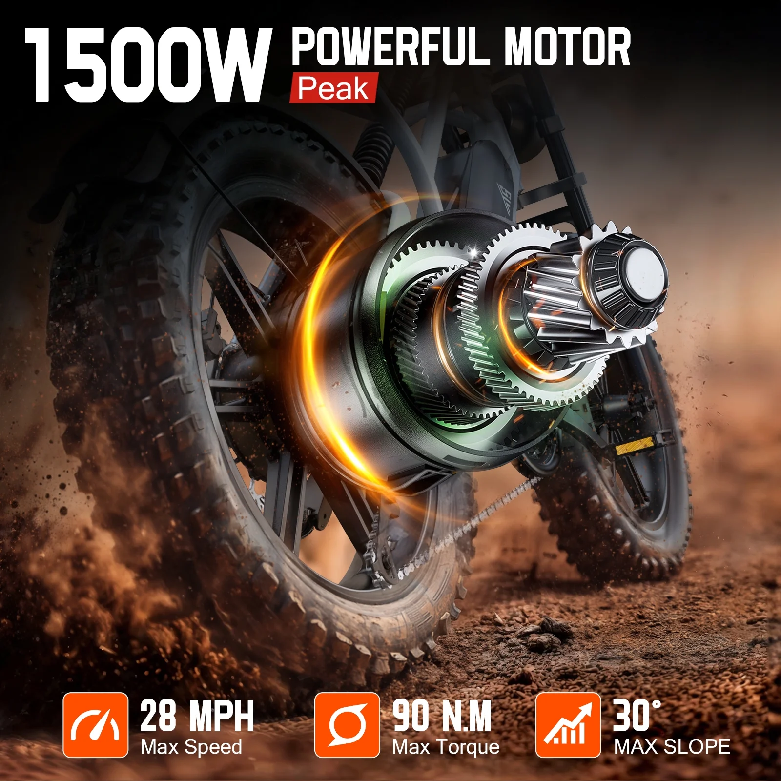 Electric Bike for Adults, 750W Peak 1500W Motor, 20"x4" Fat Tire E Bicycle, Hydraulic Disc Brakes, E Mountain Bike, 48V/15AH UL2849, App Control - Image 2