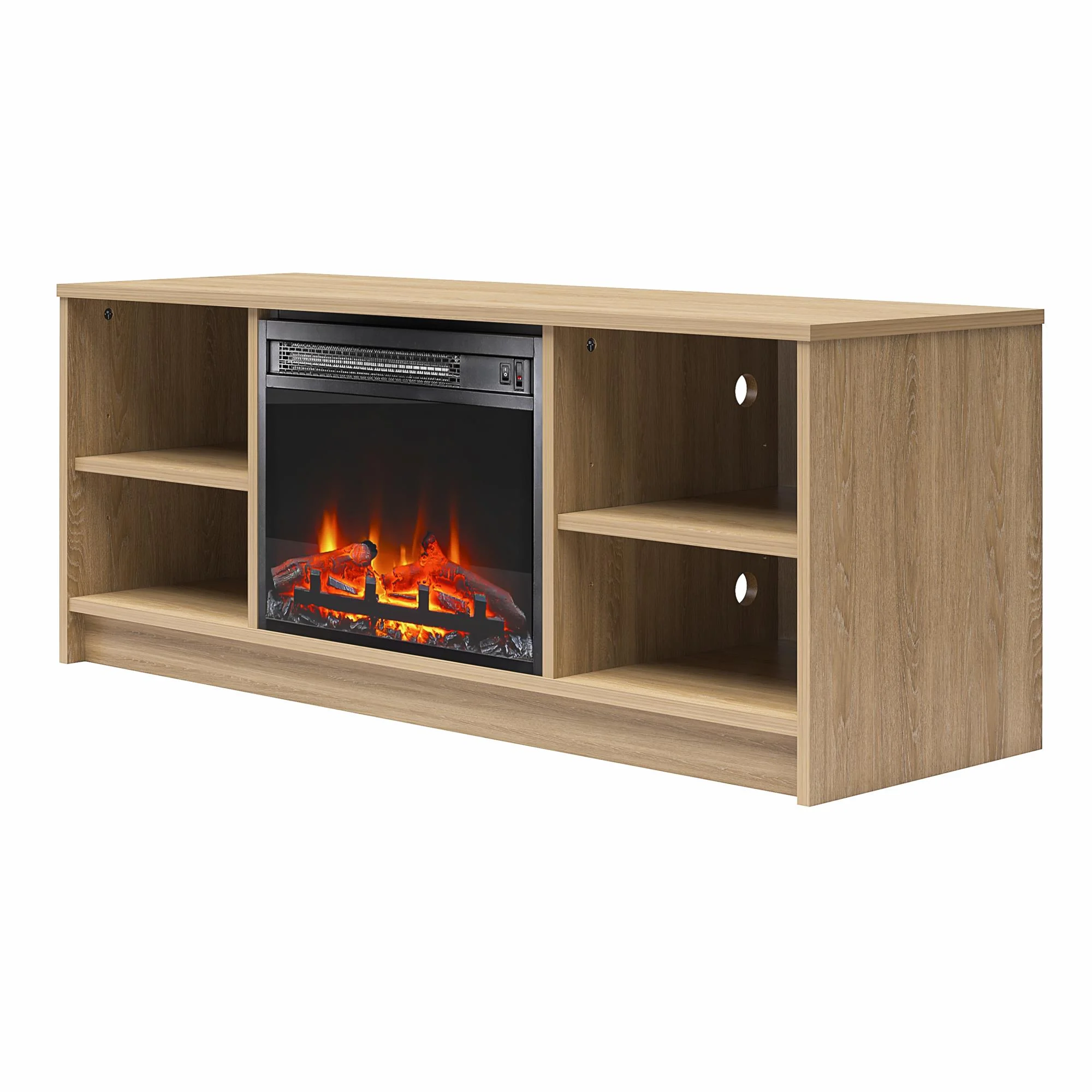 Mainstays Fireplace TV Stand, for TVs up to 55", Black Oak - Image 25