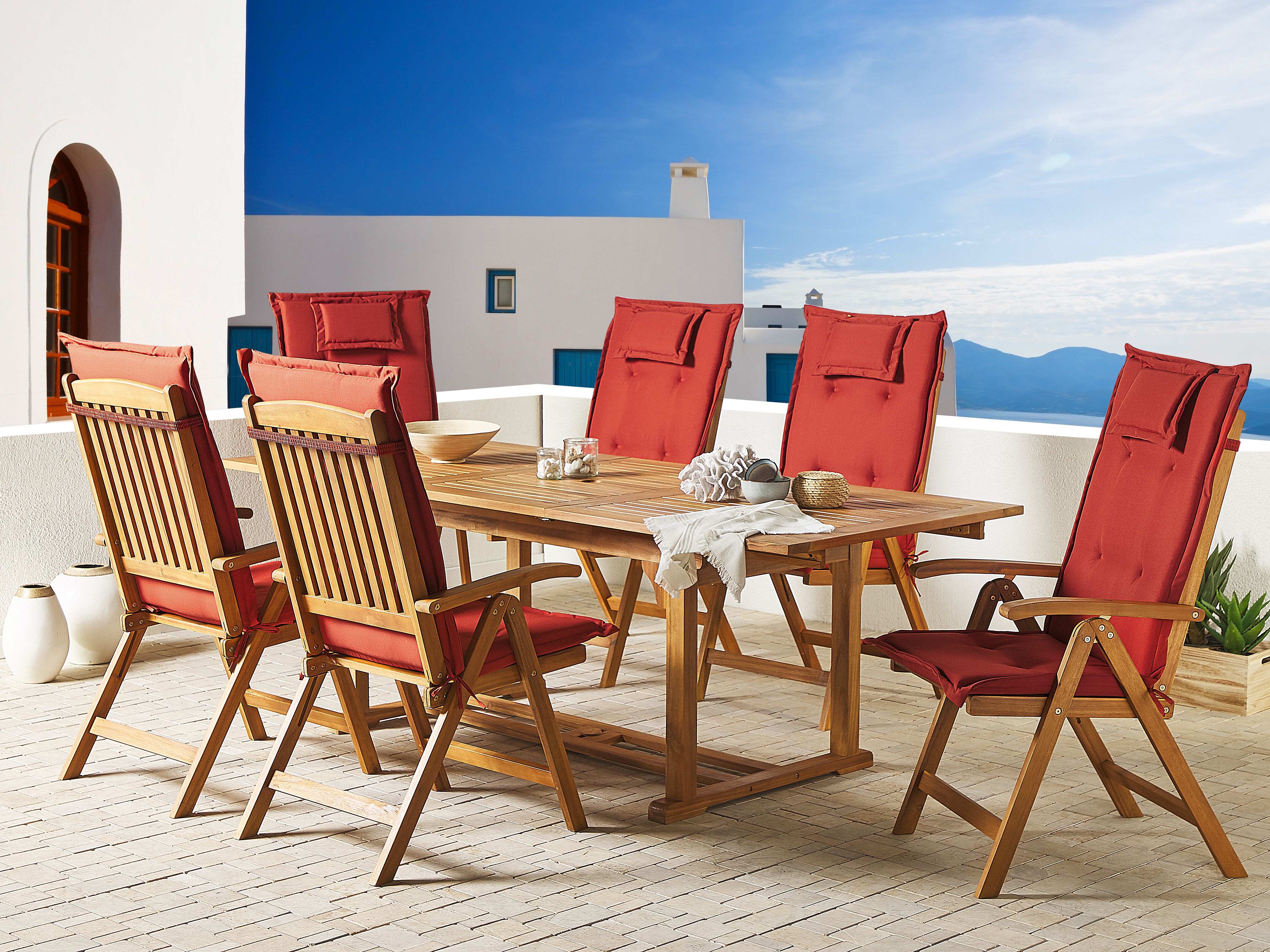 Set of 6 Back/Seat Cushions JAVA/AMANTEA 50 x 70 cm Dark Red