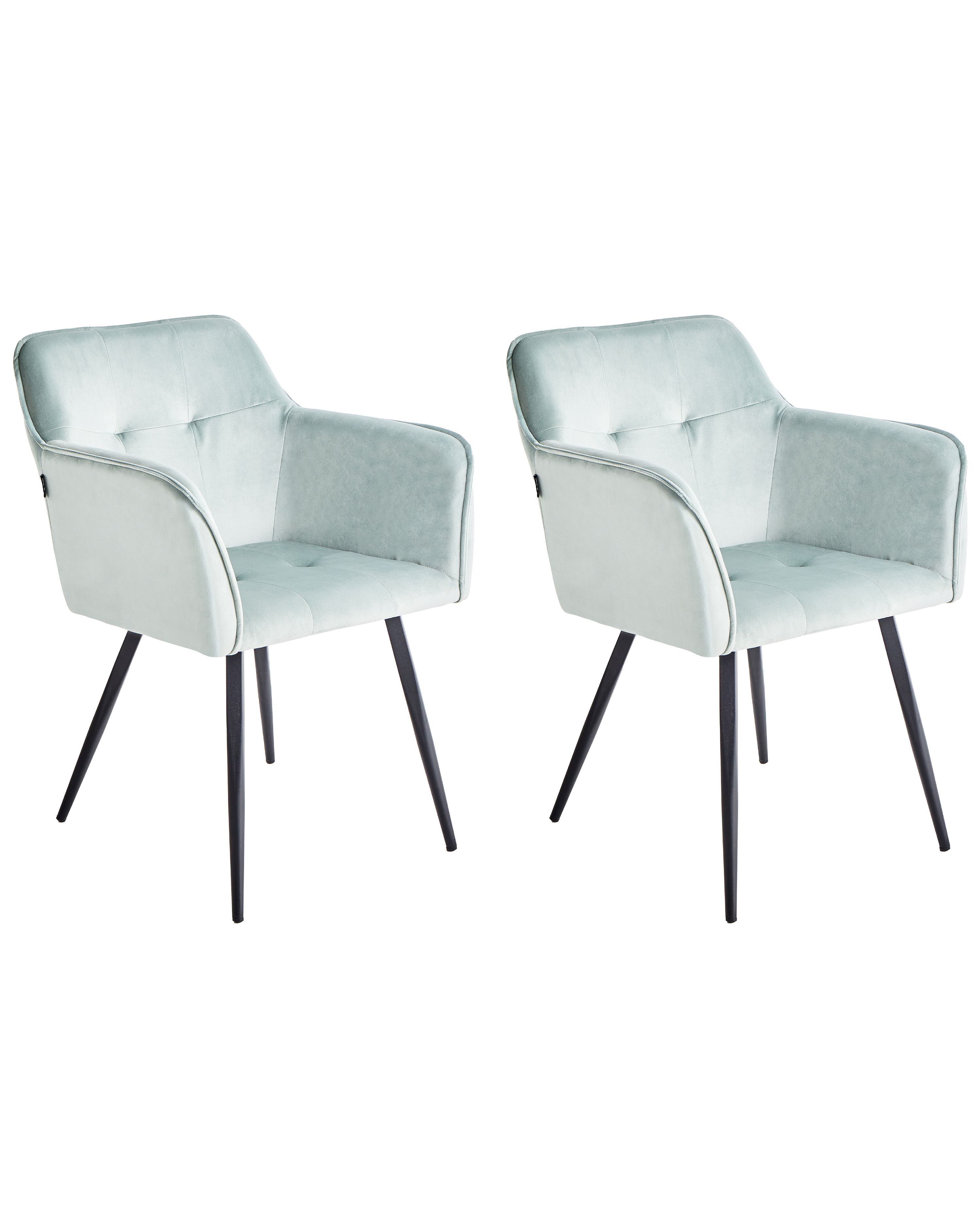 Set of 2 Dining Chairs JASMIN Velvet Mint Green
