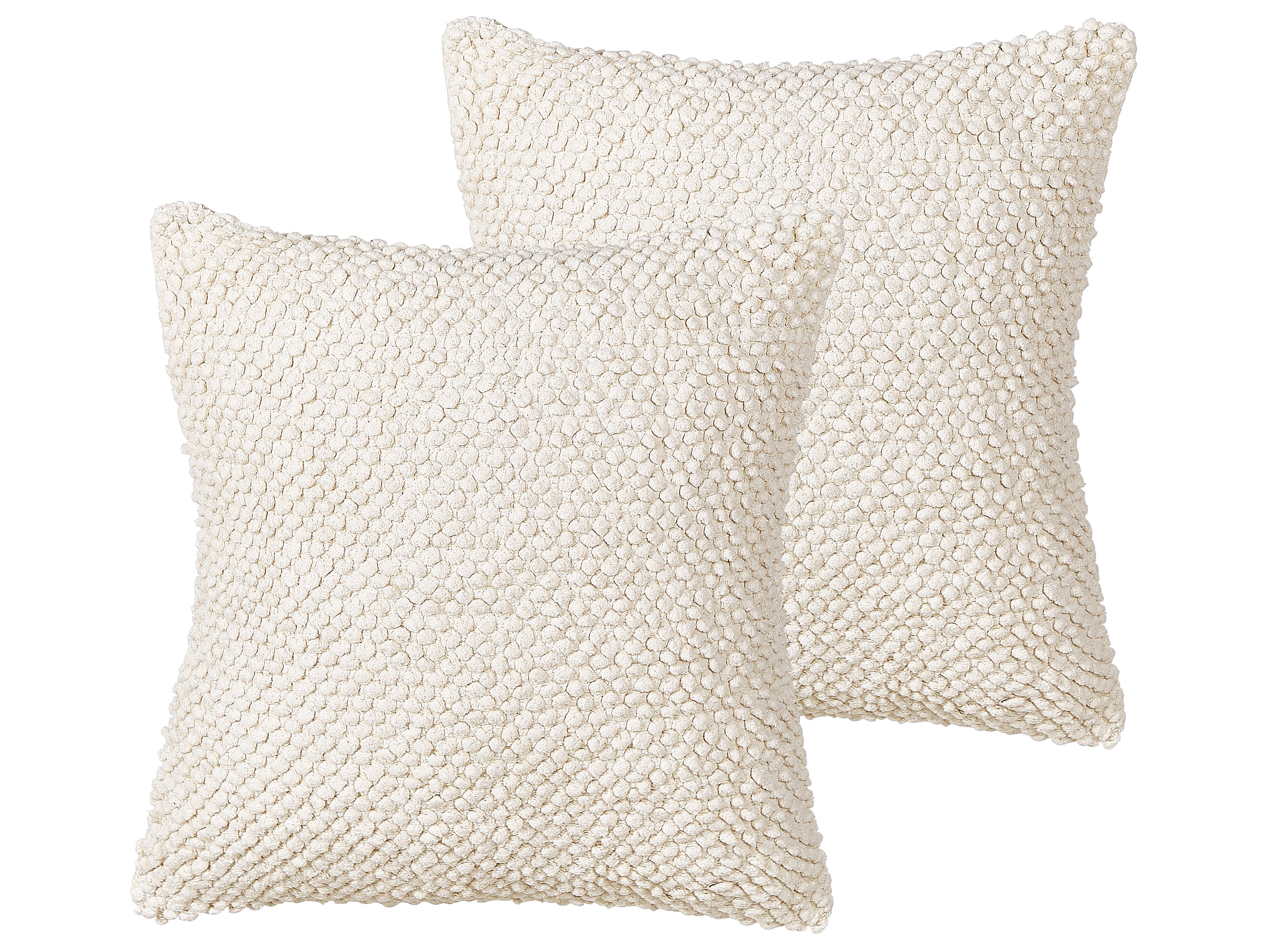 Set of 2 Decorative Cushions JOARA Cotton 45 x 45 cm Light Beige Solid