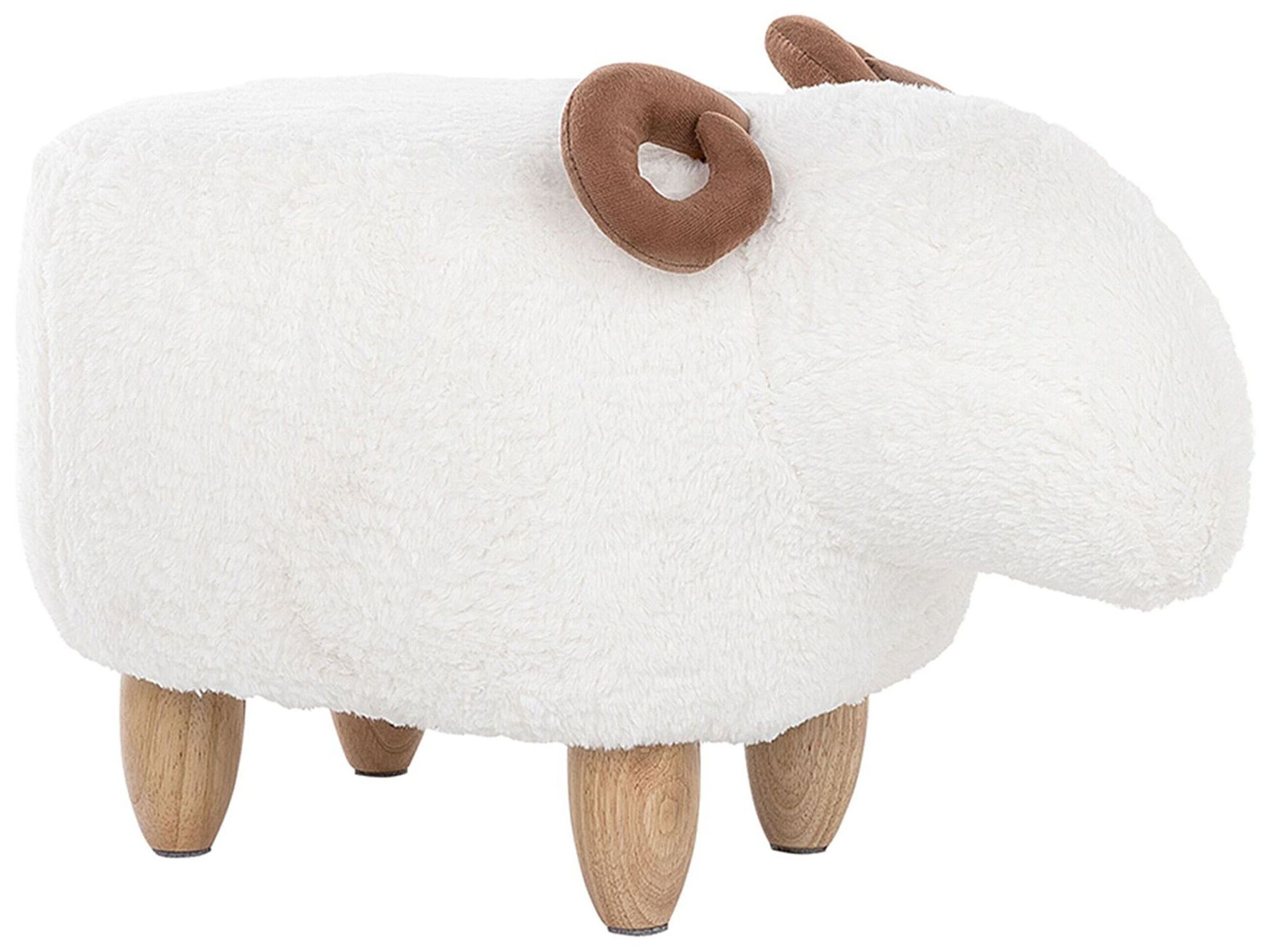 Animal Stool LAMB Fabric White Lamb