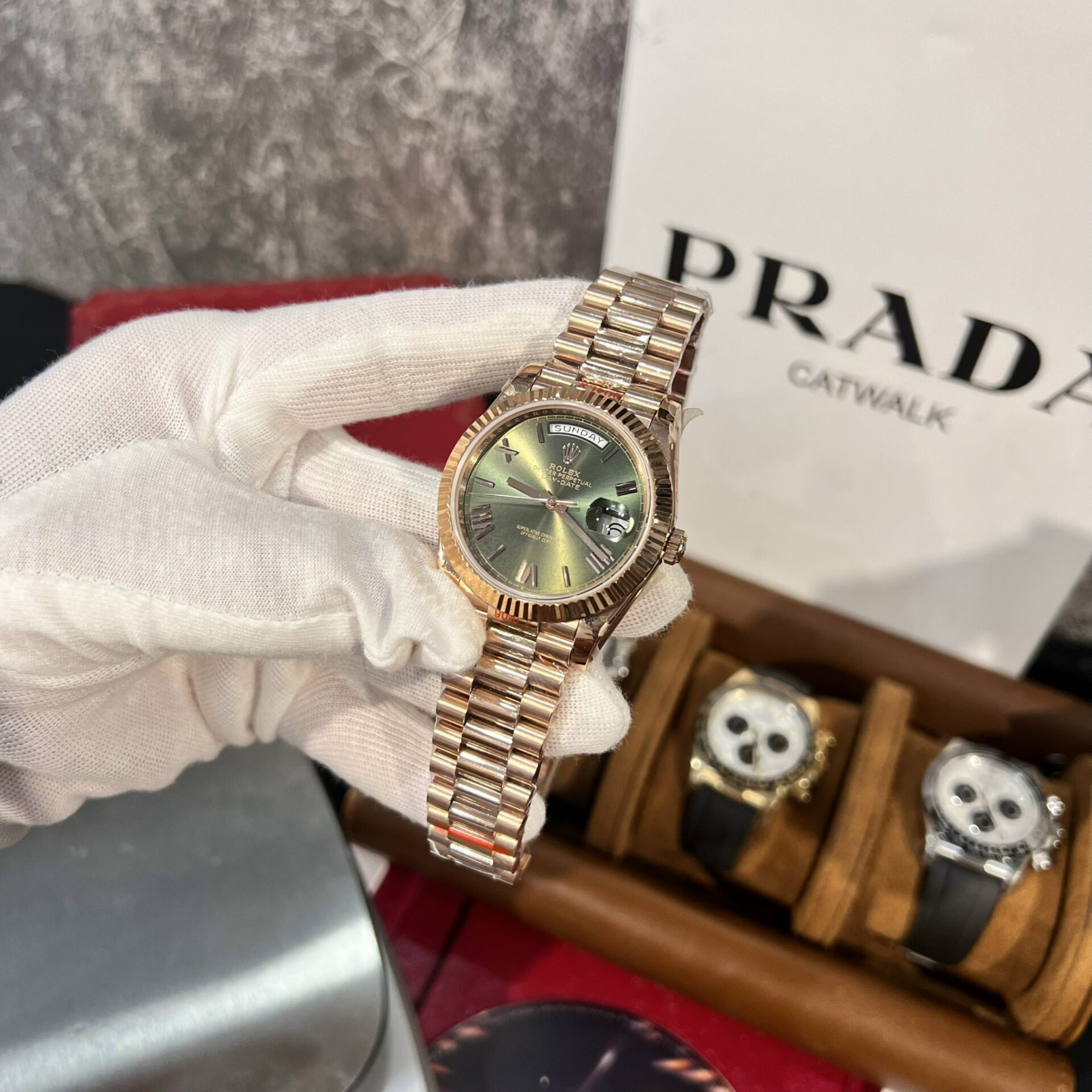 Rolex Replica 1:1 Watch Day-Date 228235 Green Dial Rose Gold Plated GM Factory V2 40mm - Top club
