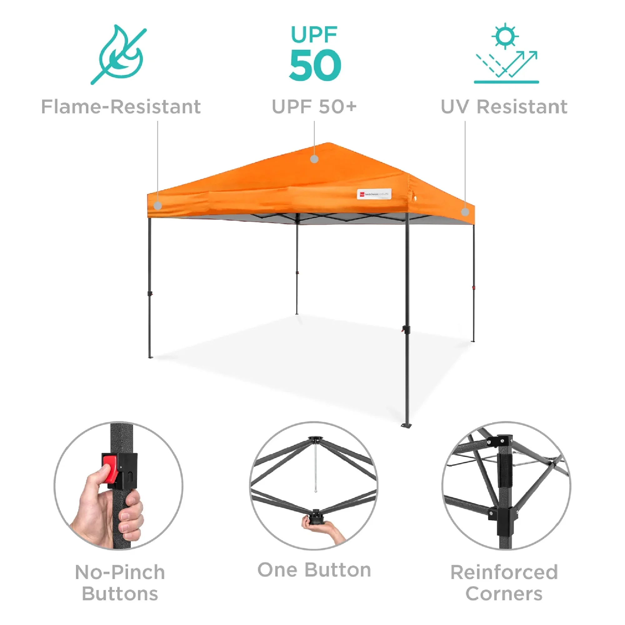 Best Choice Products 10x10ft Easy Setup Pop Up Canopy w/ 1-Button Setup, Wheeled Case, 4 Weight Bags - White - Image 194