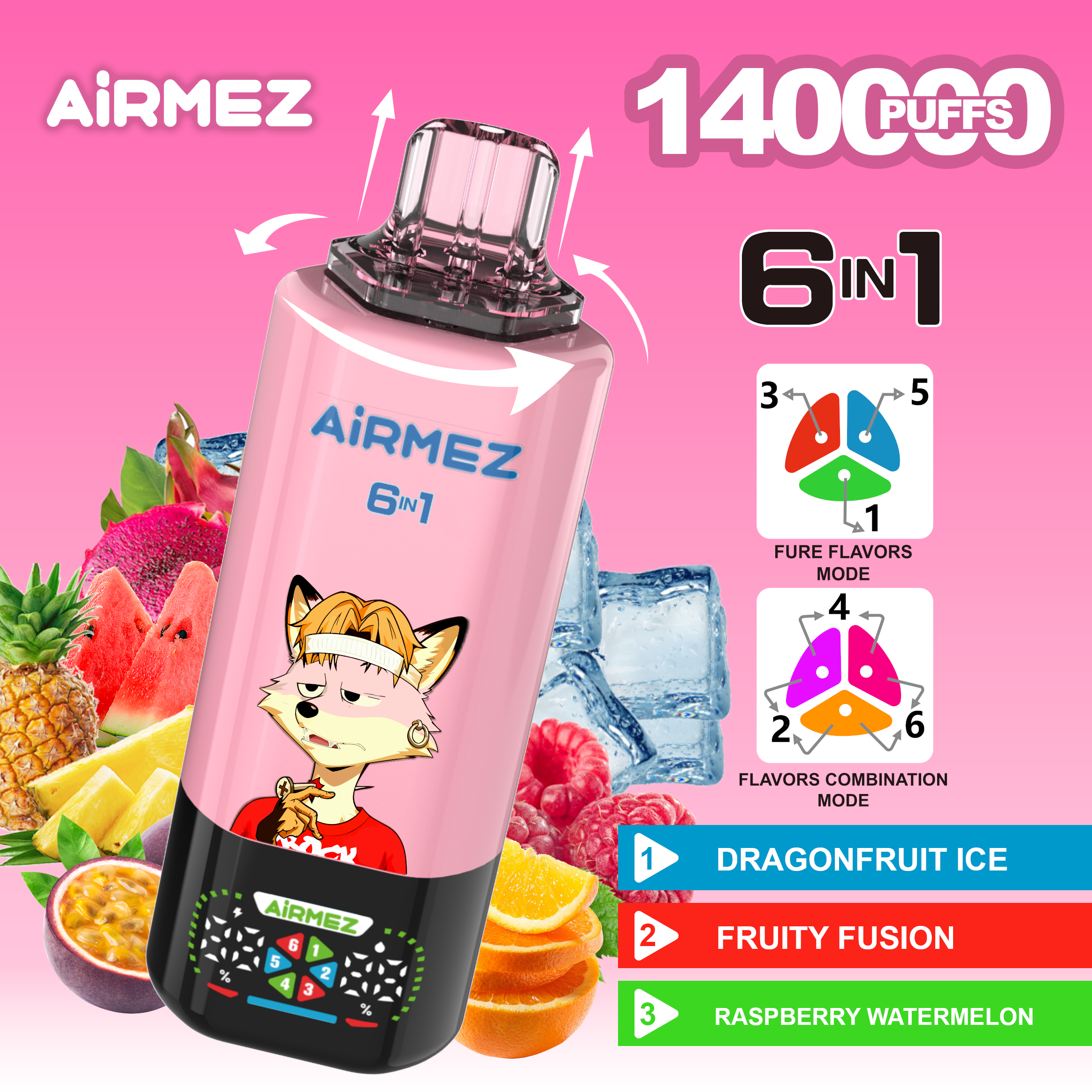 Airmez Fox 6-in-1 140K Puffs