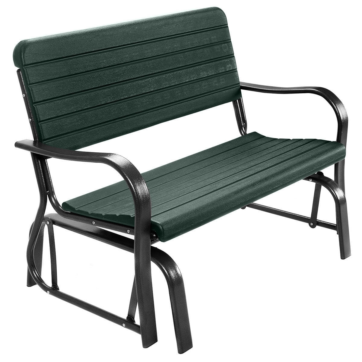 Costway Outdoor Patio Swing Porch Rocker Glider Bench Loveseat Garden Seat Steel - Image 2