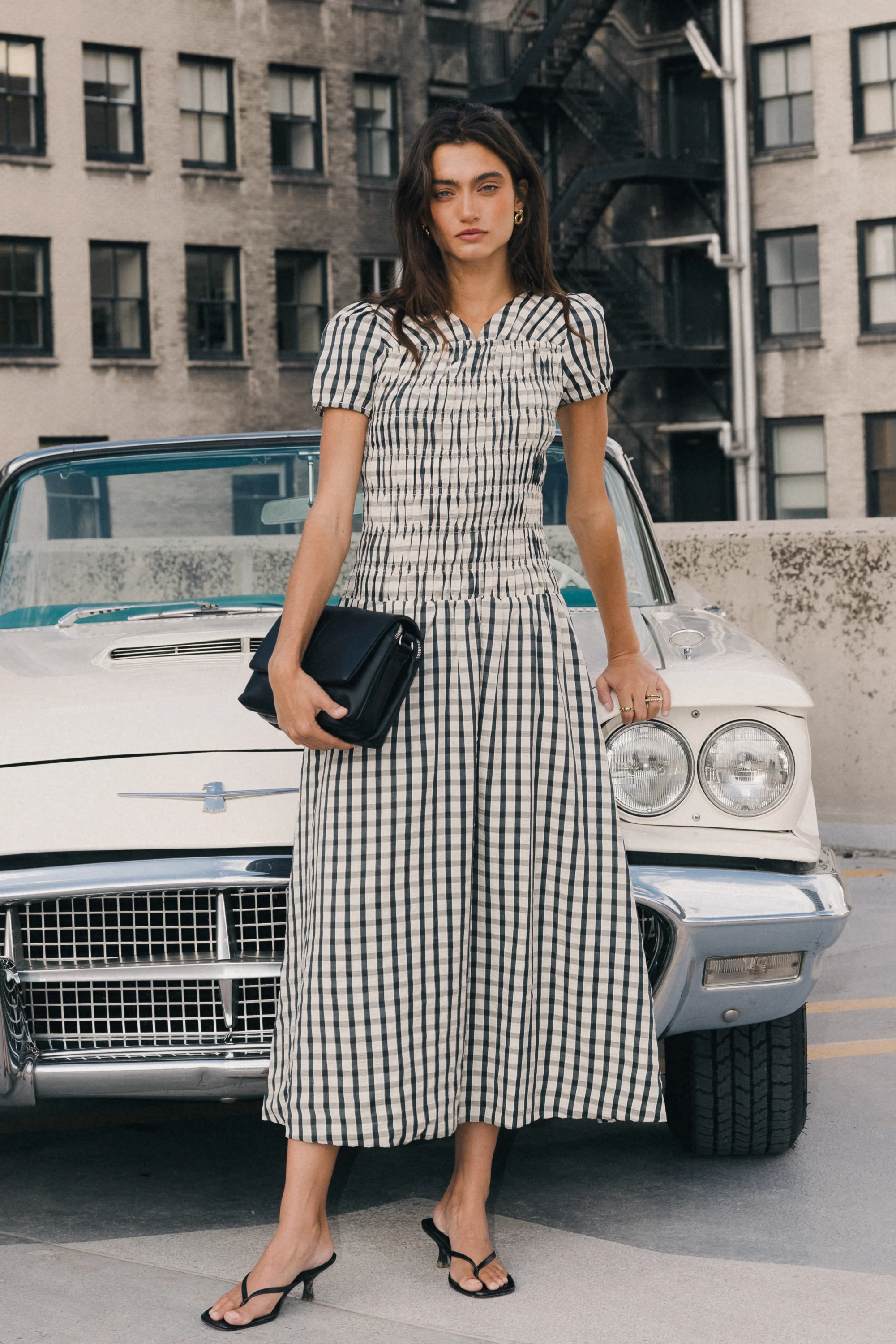 Erin Smocked Maxi Dress in Navy