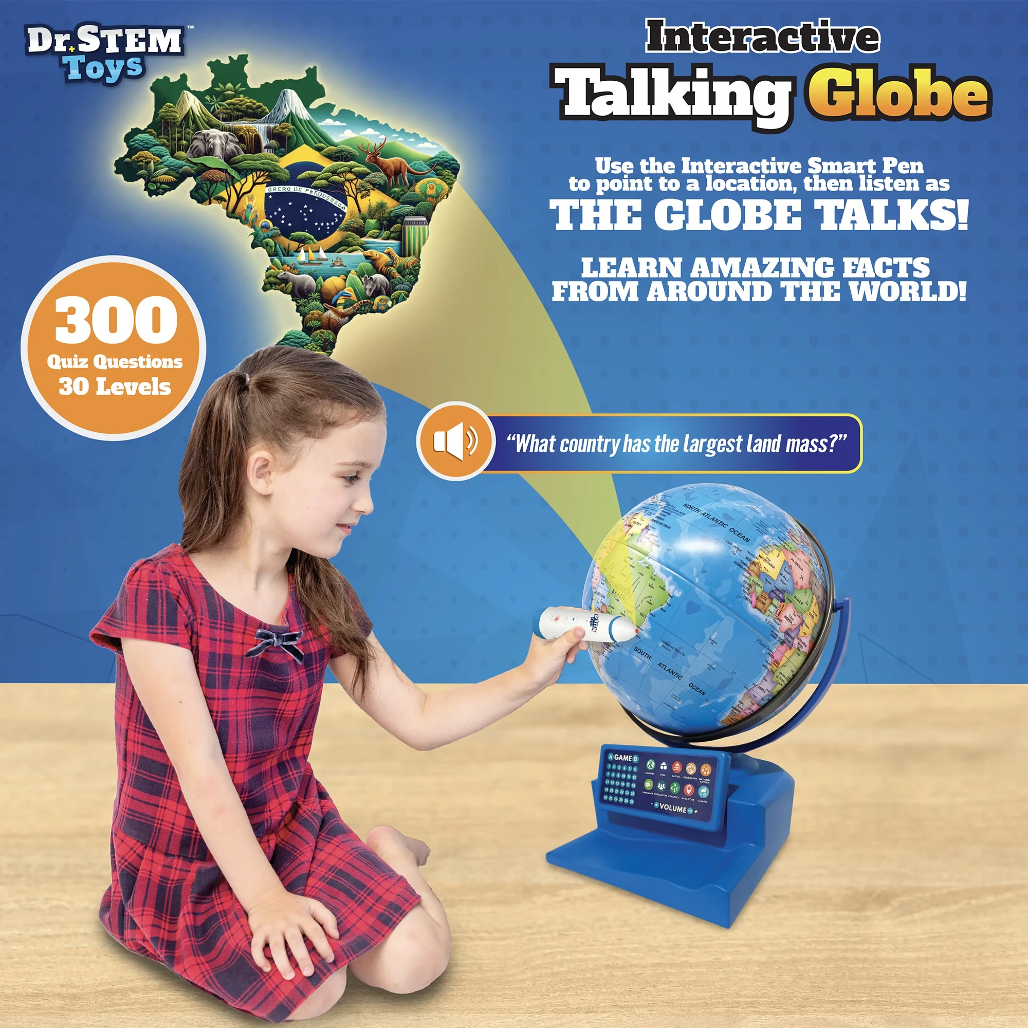 Dr. STEM: Interactive Talking Globe - Touch & Learn, Geographic Education Learning Set, Smart Pen, Electronic Game Panel, 300 Quiz Questions, Kids 6+ - Image 5