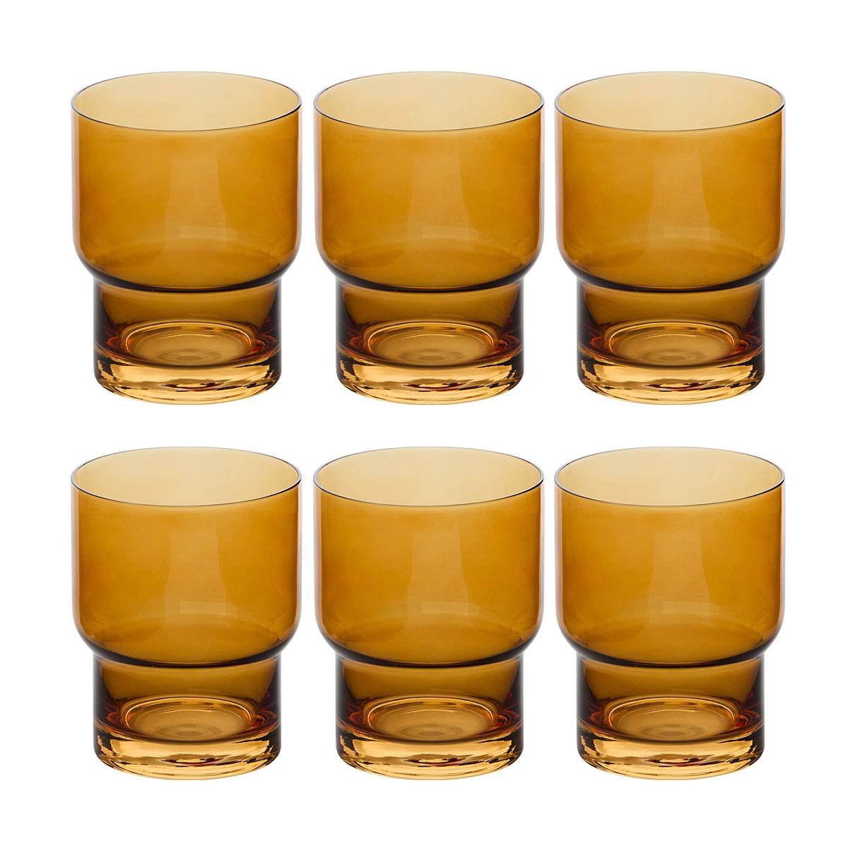 Set of 6 low tumblers "Ella" Glass, Yellow