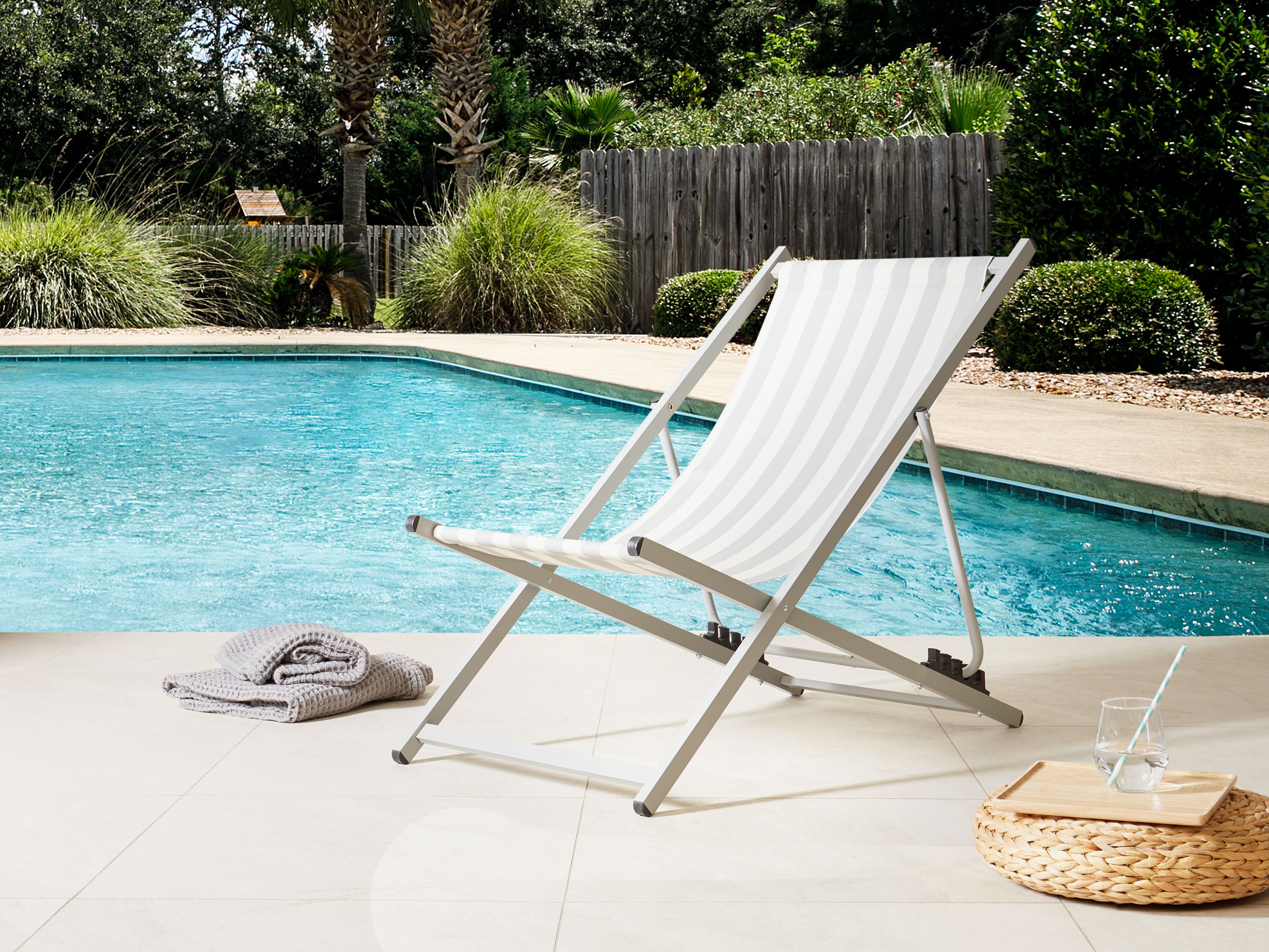 Folding Deck Chair LOCRI II Metal Light Grey