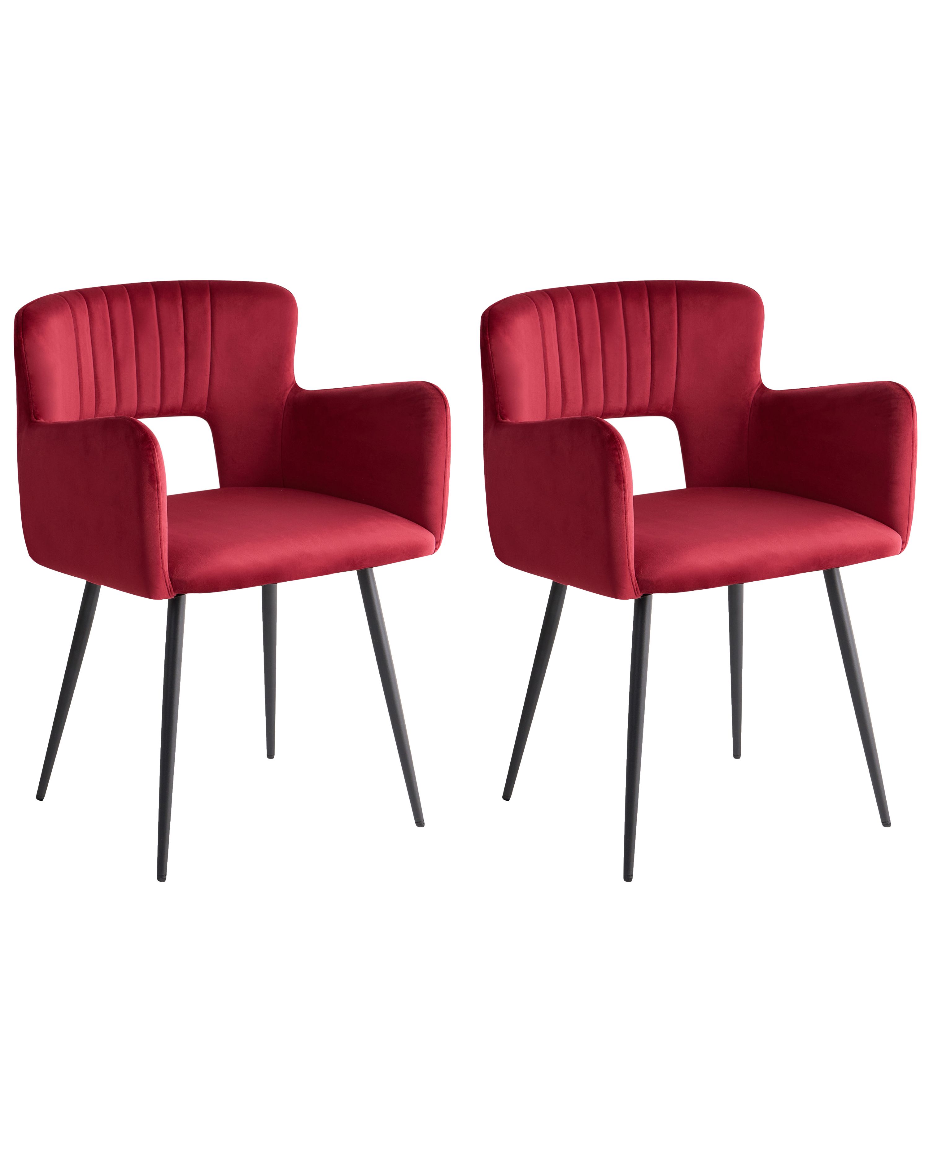 Set of 2 Dining Chairs SANILAC Velvet Dark Red