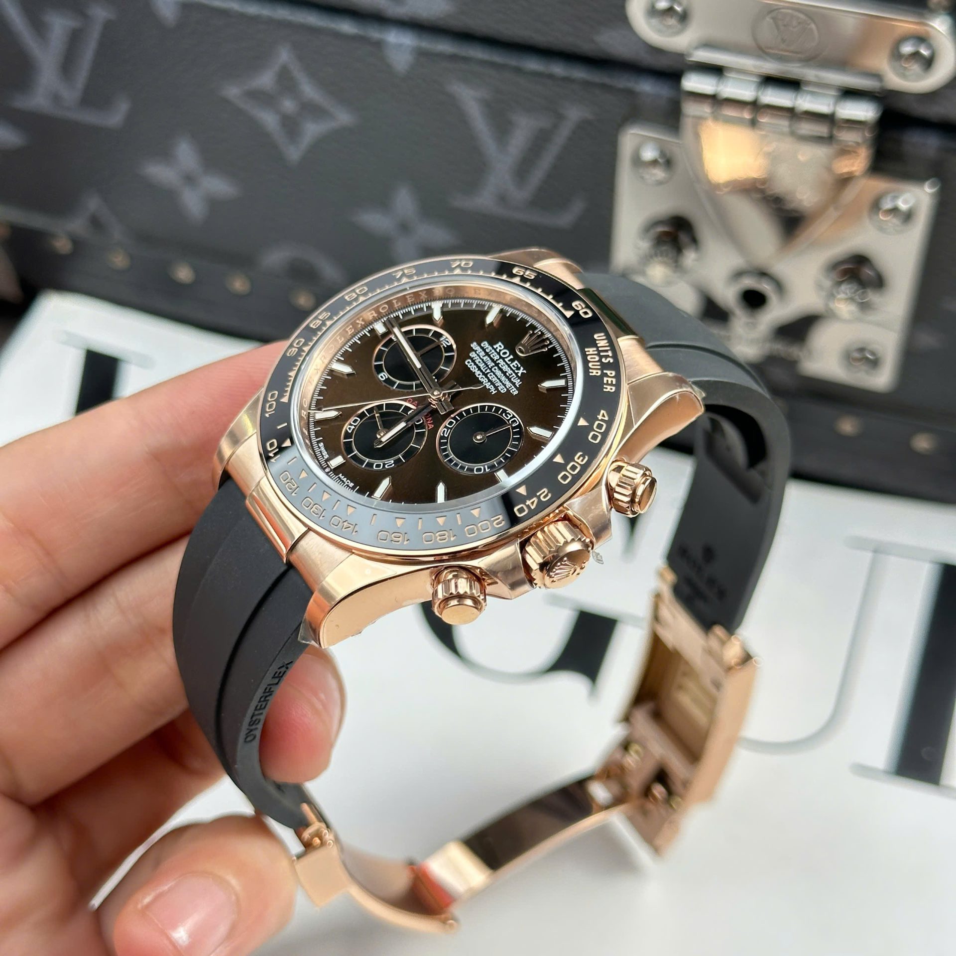 Rolex Cosmograph Daytona 126515 Fake Watches Chocolate Dial Rubber Strap THB Factory 40mm - Top club