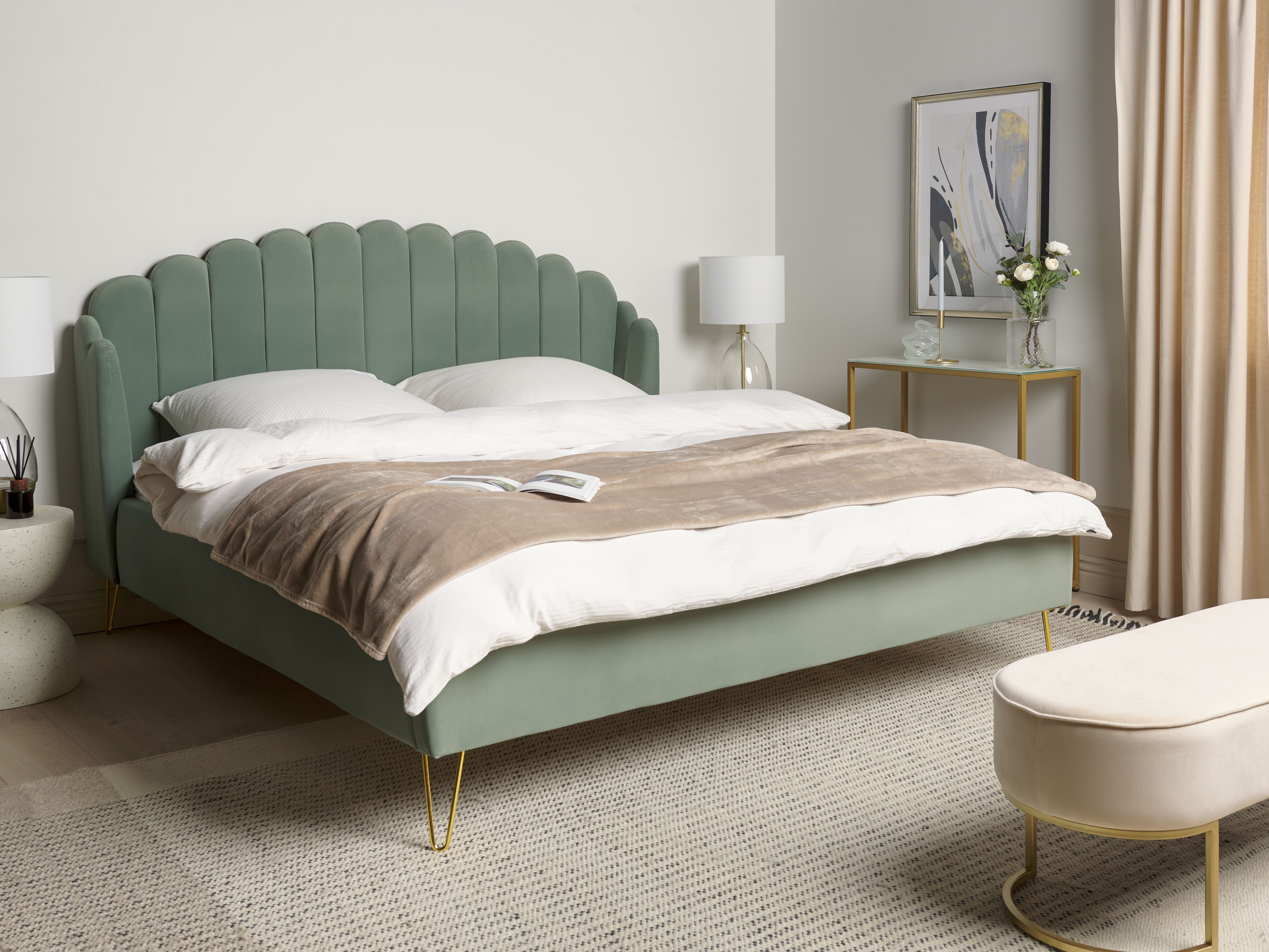 Bed Velvet AMBILLOU 180 x 200 cm (EU Super King) Green