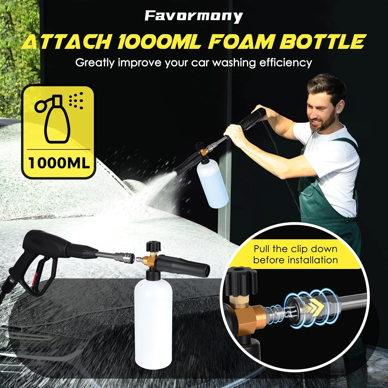 Portable Compact Electric Pressure Cleaner With 33FT Extension Hose, 3 Nozzles And Foam Cannon - Image 4 Portable Compact Electric Pressure Cleaner With 33FT Extension Hose, 3 Nozzles And Foam Cannon - Image 4