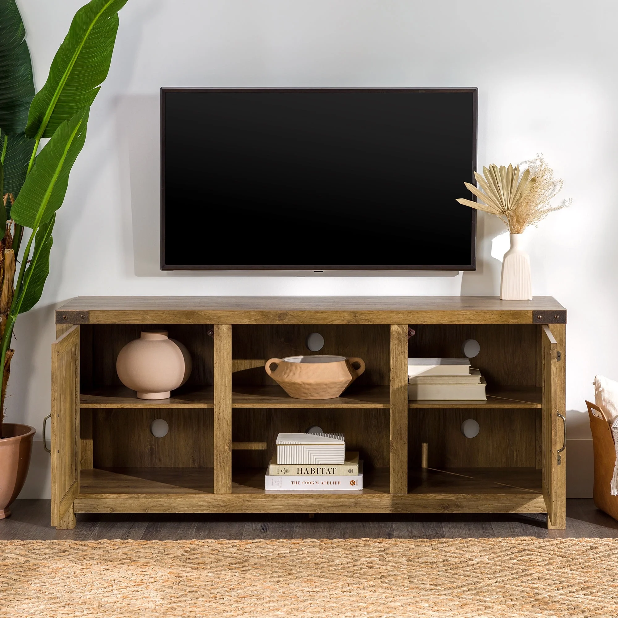 Walker Edison Modern Farmhouse Barn Door TV Stand for TVs up to 65", Grey Wash - Image 46