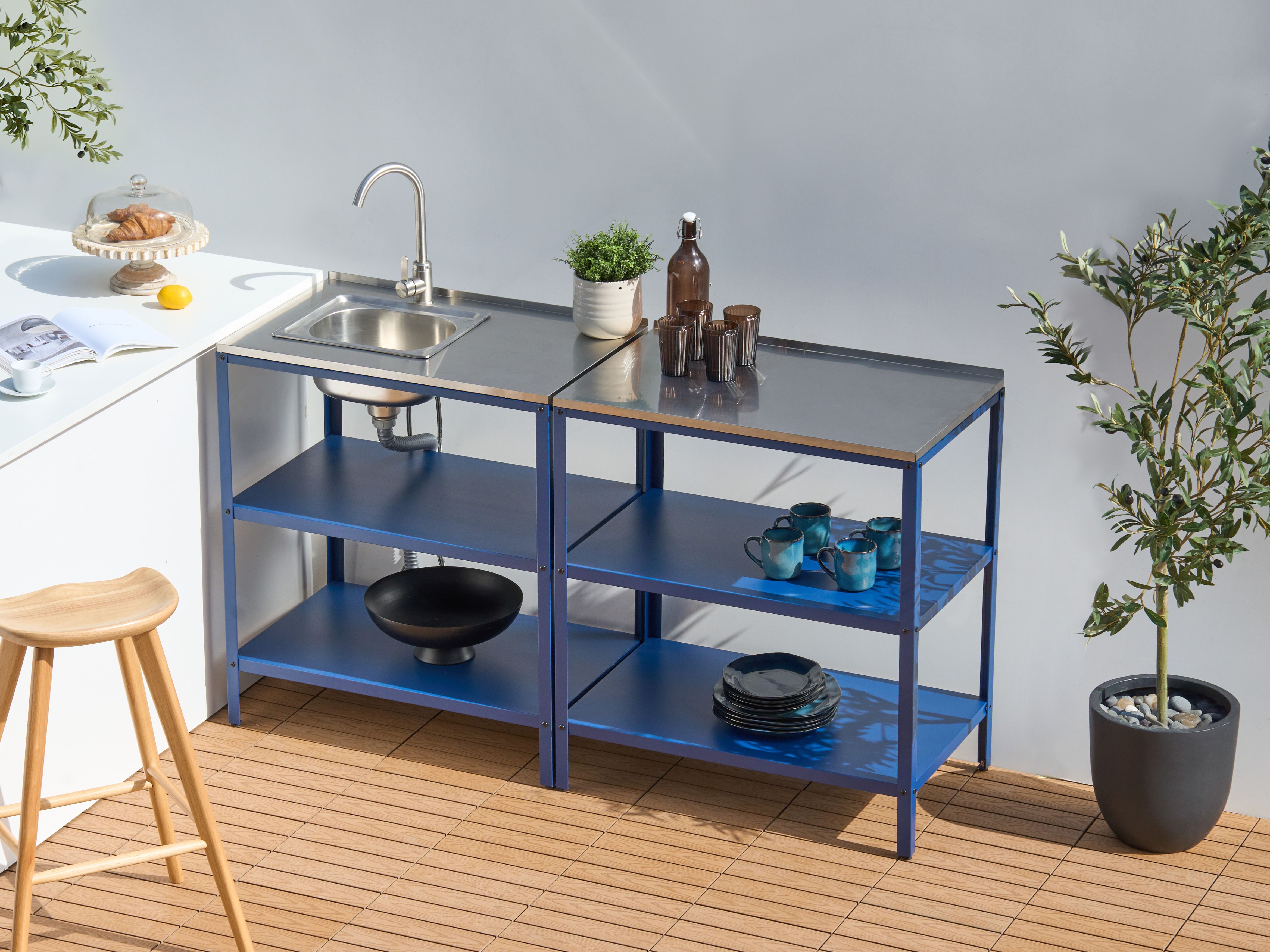 2 Piece Outdoor Kitchen Set with Sink VILAMA Blue
