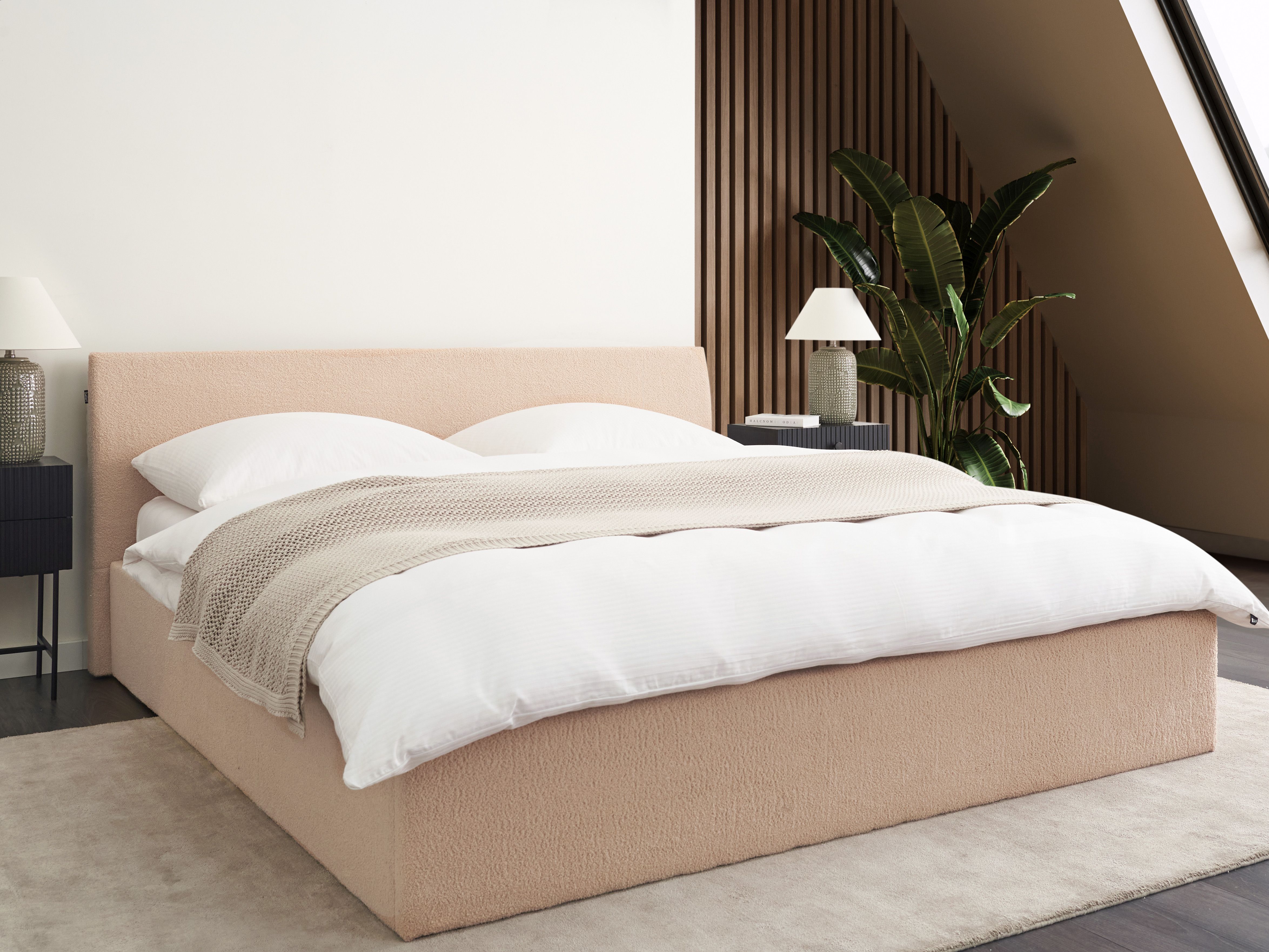 Ottoman Bed Boucle ORBEY 180 x 200 cm (EU Super King) Beige