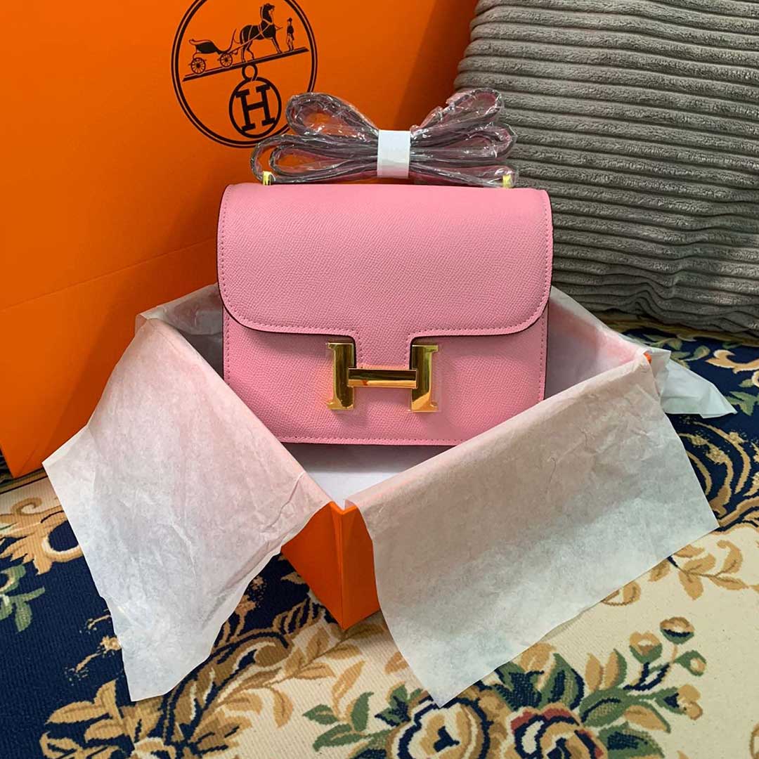Replica Hermes Aaa-Constance Handbag 24Cm 19Cm Black/White/Pink1:1High-quality replica