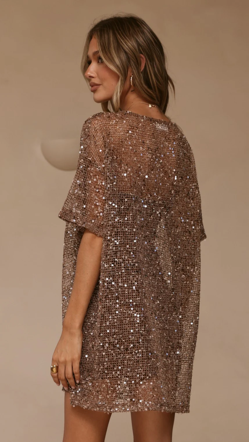 Zanthe Sequin Mini Dress - Mocha