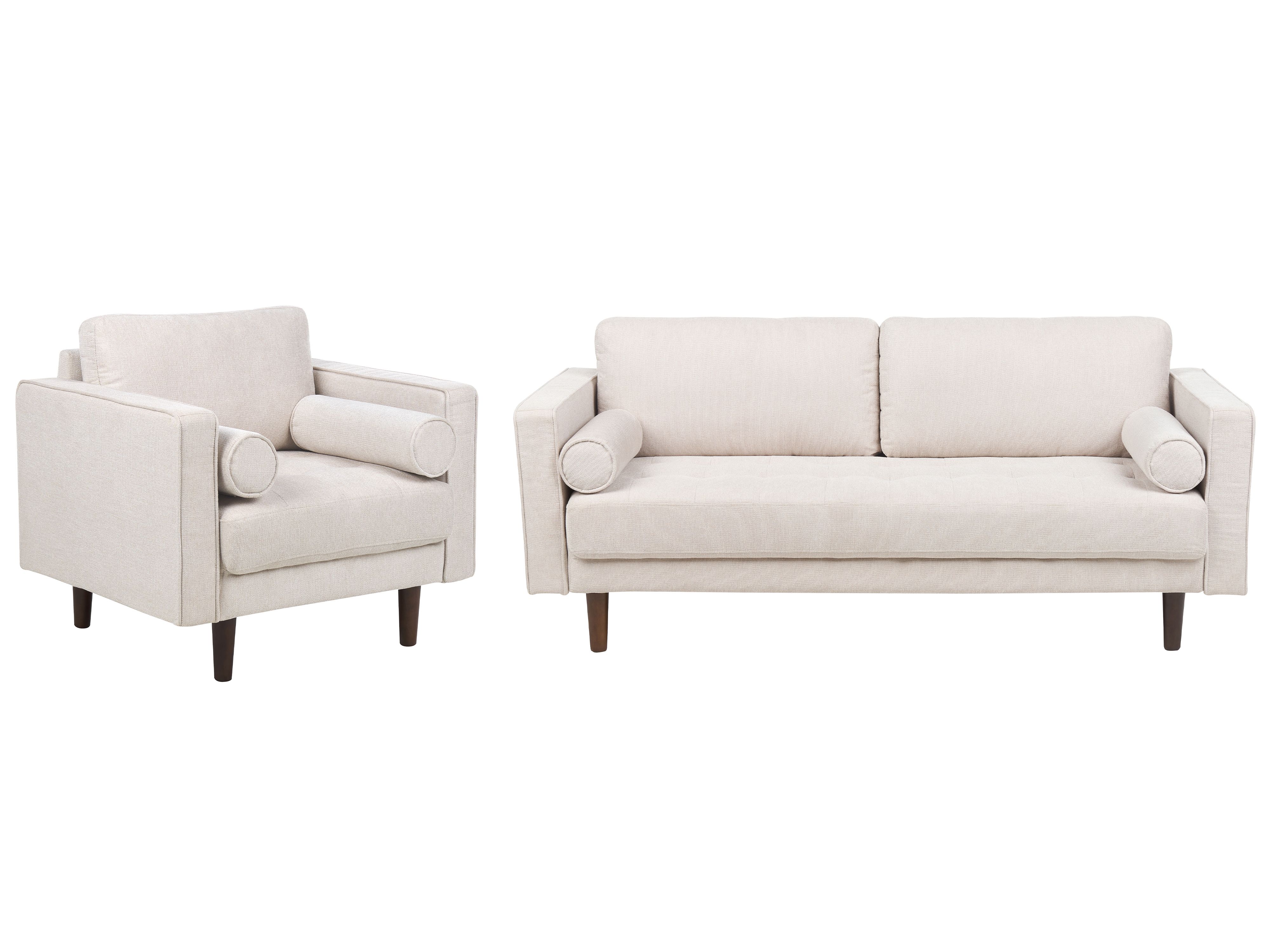 Living Room Set 4 Seater NURMO Fabric Light Beige