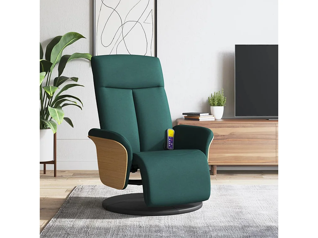 Fauteuil inclinable-Chaise-Fauteuil salon de massage avec repose-pieds vert foncé tissu SHL4846