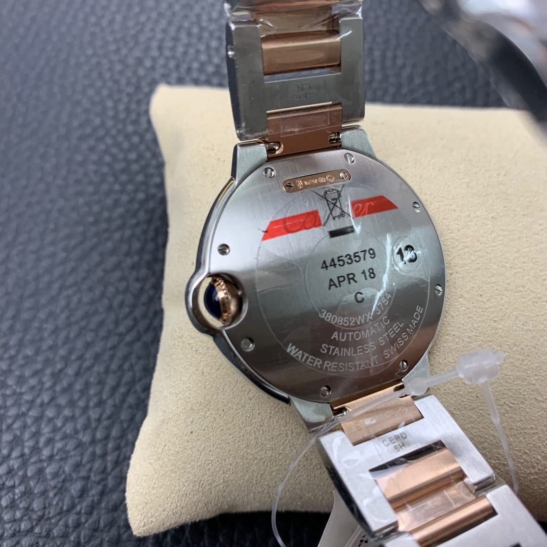 Fake Cartier Watch Ballon Bleu de Cartier Stainless Steel/Rose Gold 36mm Silver Dial W2BB0033 mechanical movement 3KF(1:1 replica) - Elite Watch Atelier