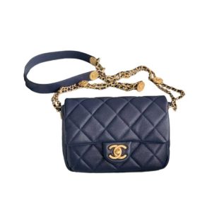 Chanel Classic Medium Blue Lambskin Rainbow Hardware – CB0311:1High-quality replica