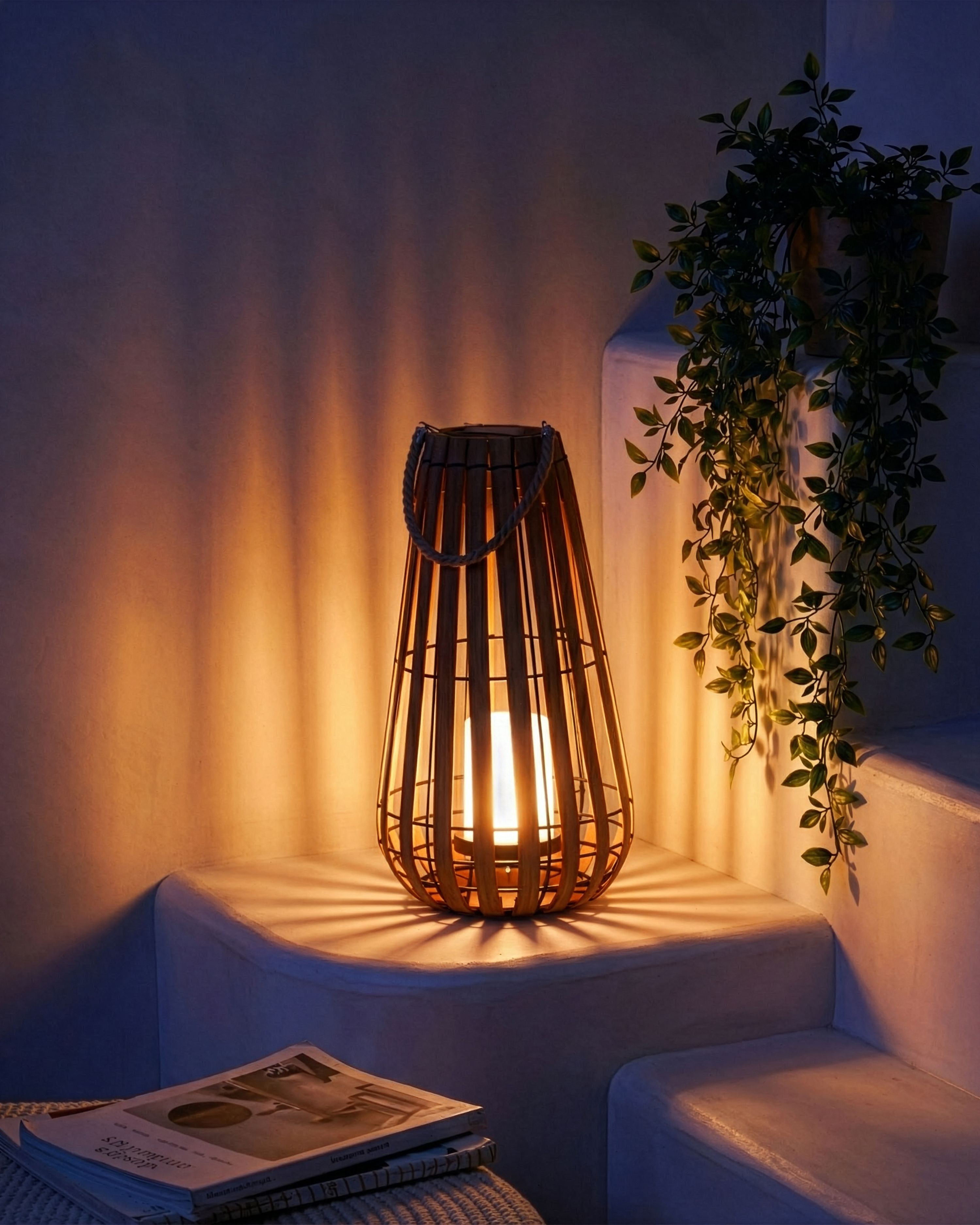 Solar Powered Lantern MATETSI 58 cm Light Brown