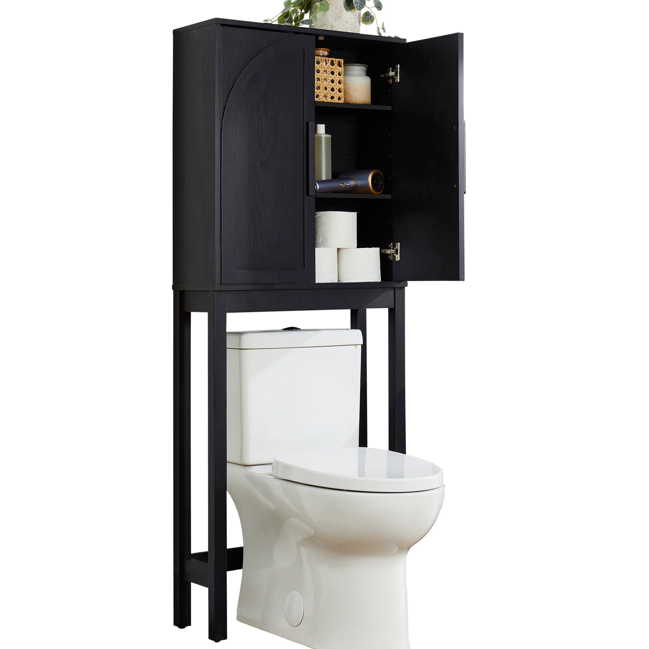 Better Homes & Gardens Juliet over-the-Toilet Space Saver Cabinet, 2 Adjustable Shelves, Black - Image 4