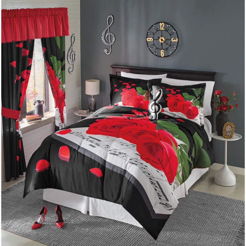 Melody Rose Comforter Set, Accent Pillow, Panel Pair and Valance - MIDNIGHT VELVET CATALOG