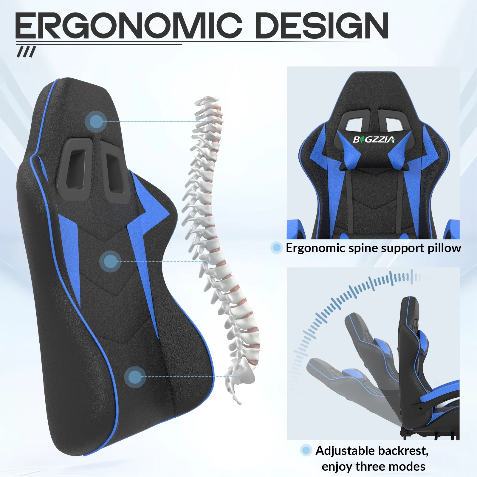Bigzzia Gaming Chair with Footrest, Gaming Chair for Adult with Headrest and Lumbar Support,Red - Image 64