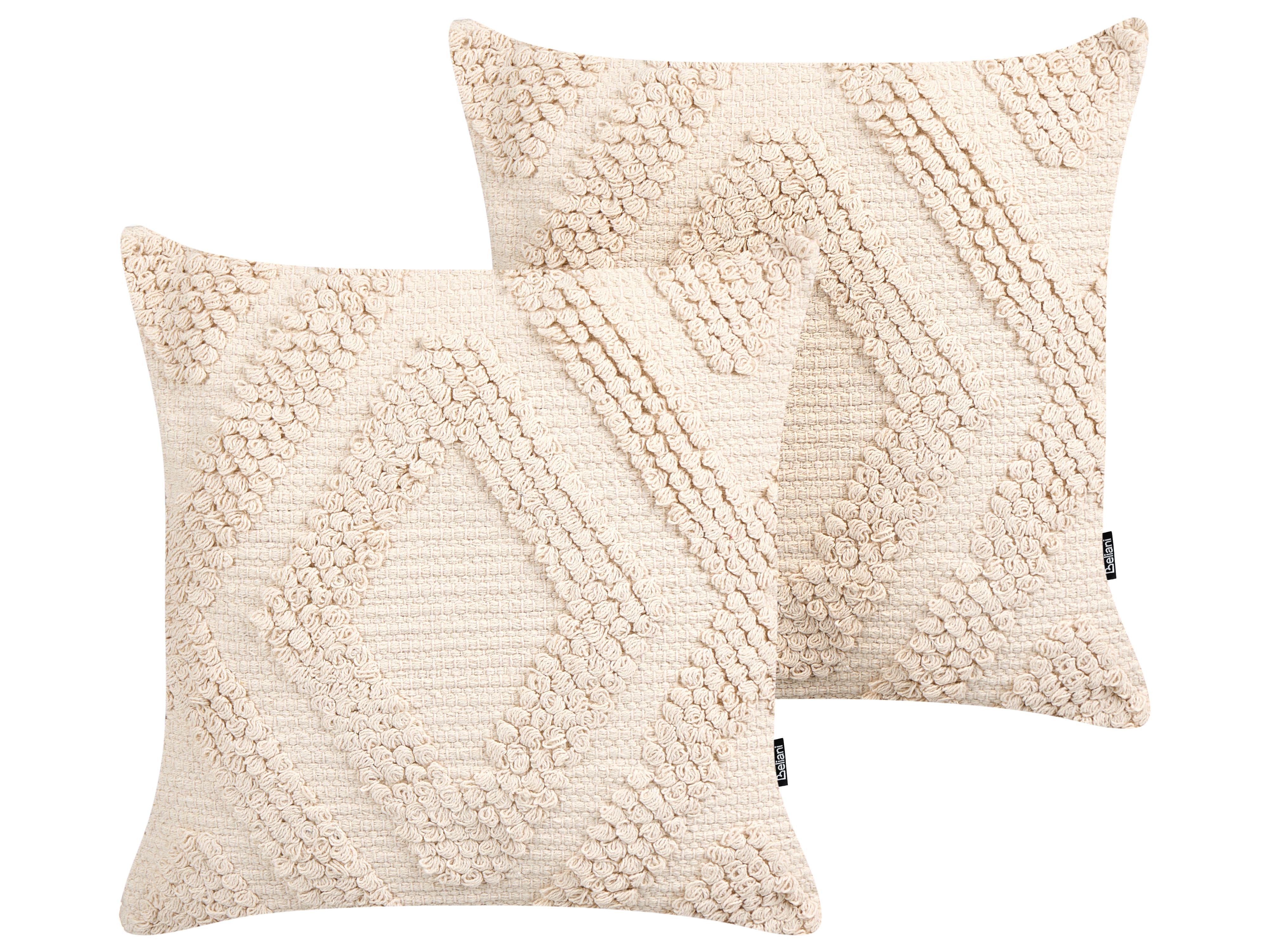 Set of 2 Decorative Cushions CATALPA Cotton 45 x 45 cm White Geometric Pattern